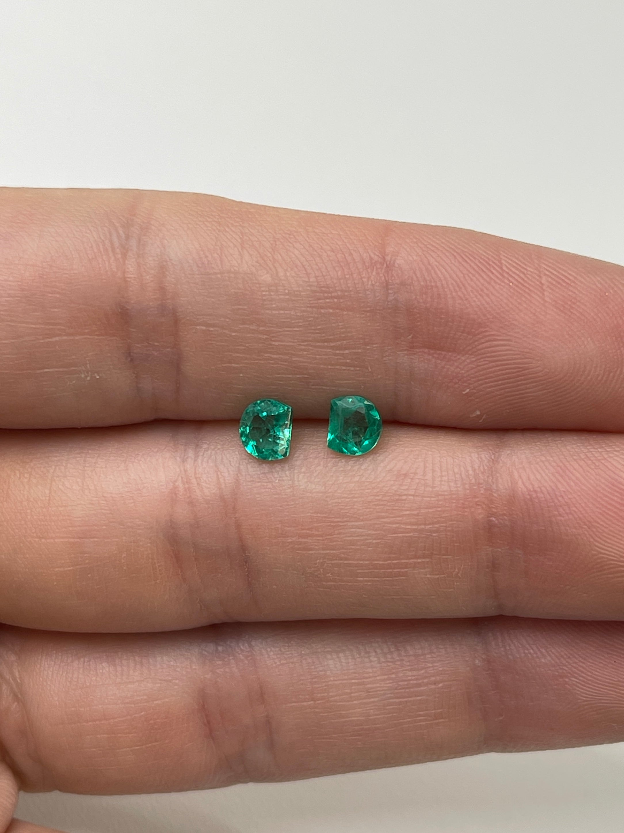 0.80tcw 5x4 Matching Pair Green Natural Loose Colombian Emerald Half Moons - JR Colombian Emeralds