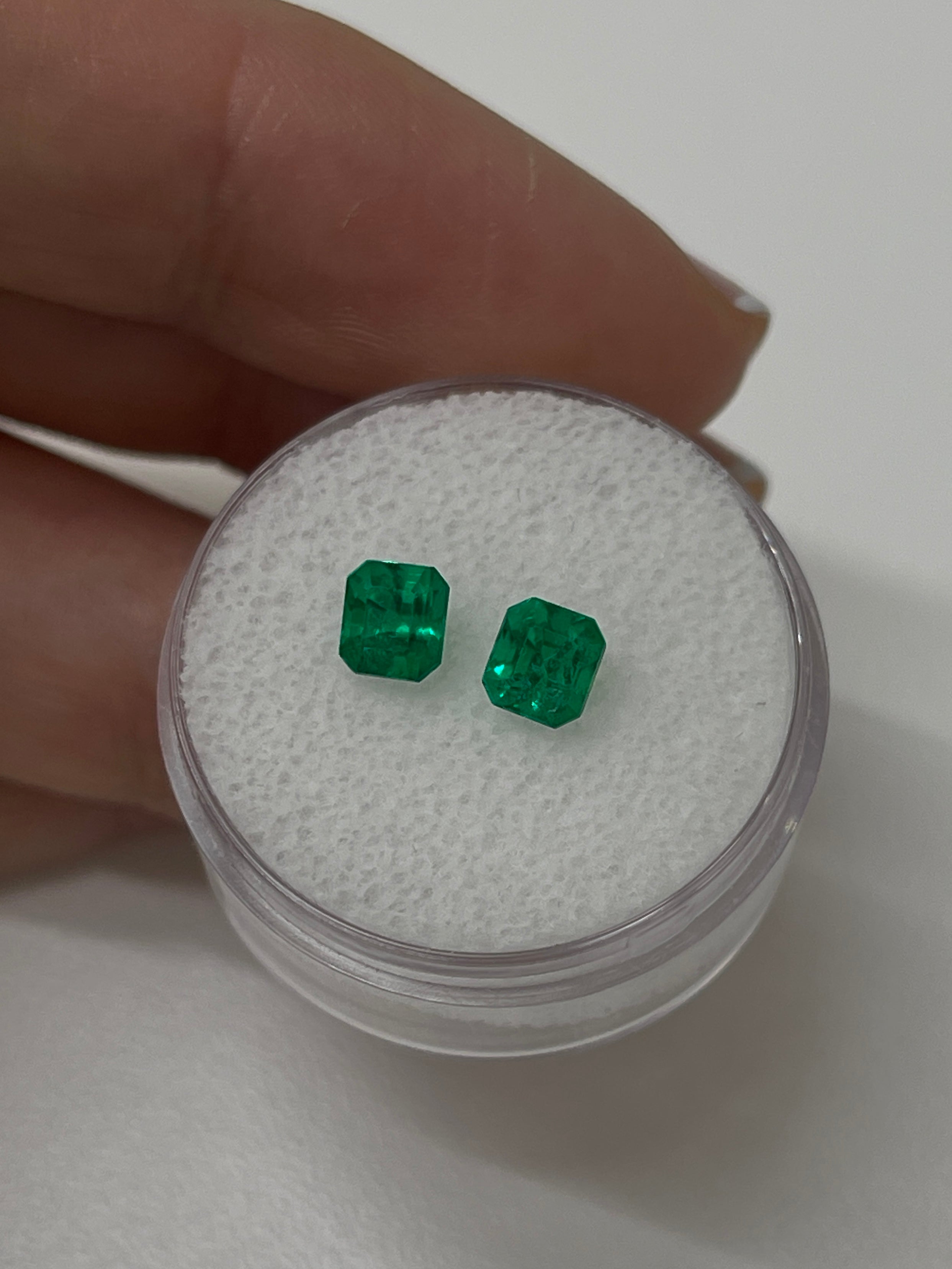 1.26tcw 5x4.5 Matching AAA+ Muzo Green Loose Colombian Emeralds-Asscher Cut - JR Colombian Emeralds