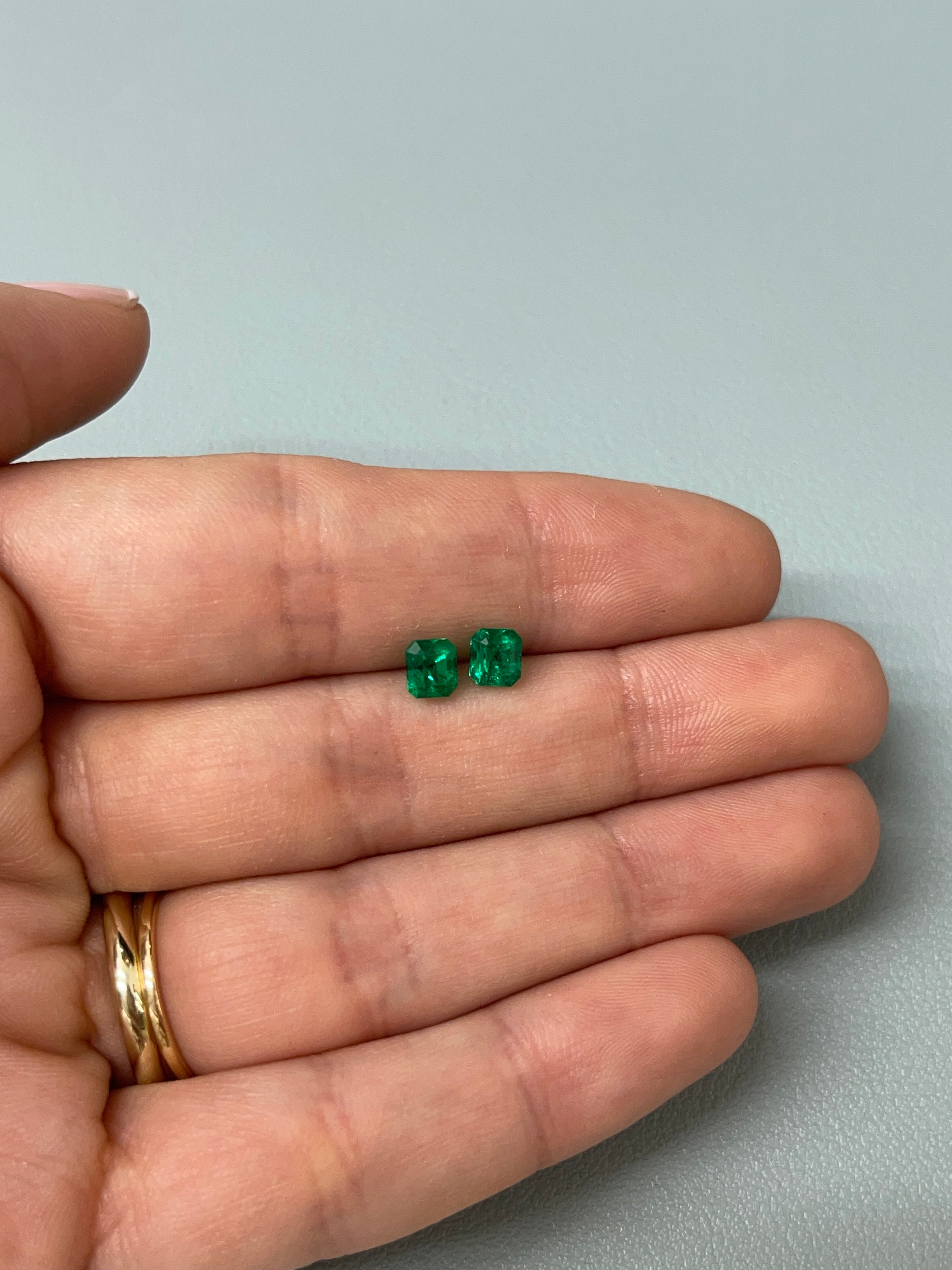 1.26tcw 5x4.5 Matching AAA+ Muzo Green Loose Colombian Emeralds-Asscher Cut - JR Colombian Emeralds