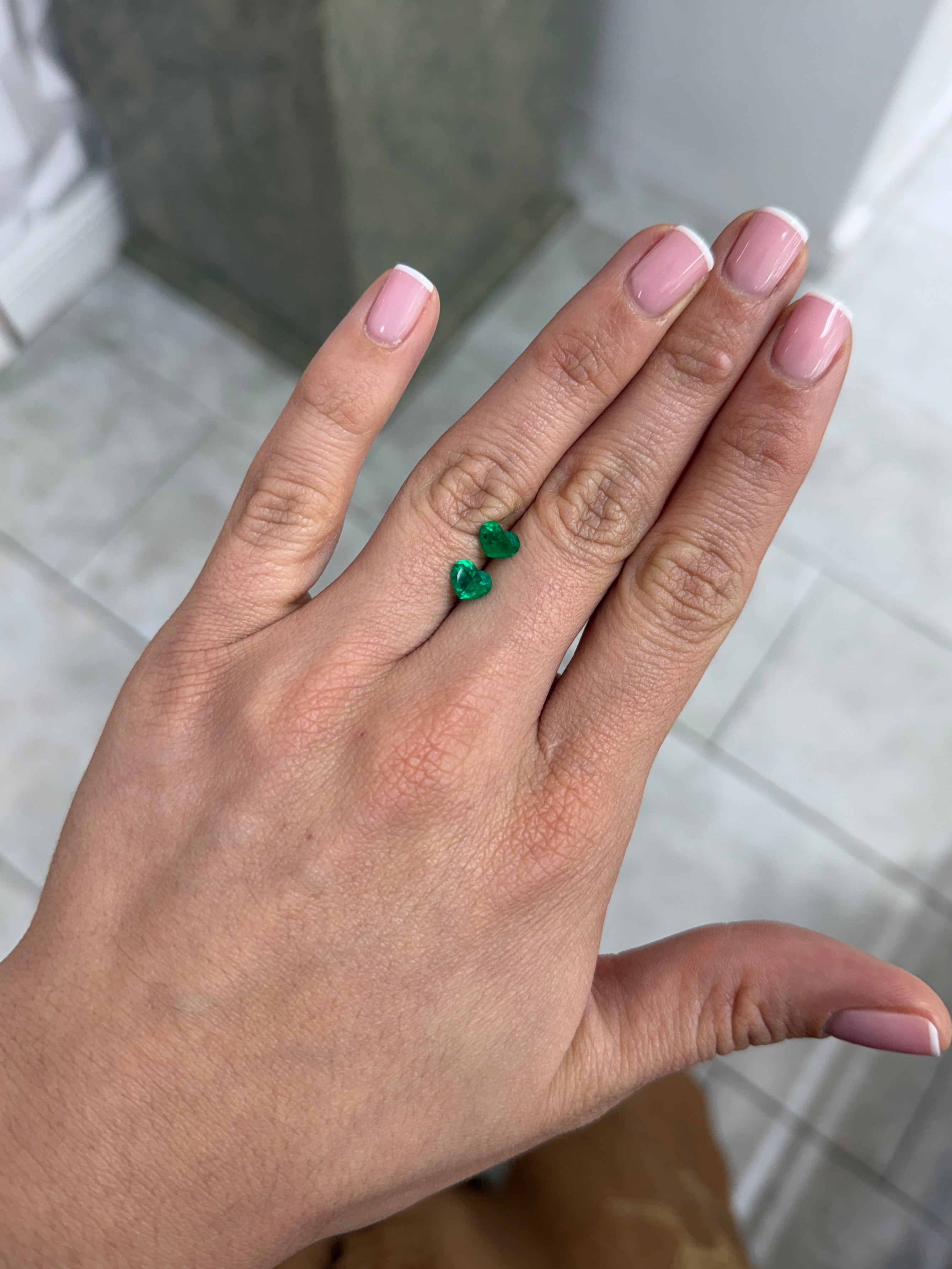 1.50tcw 5x6.5 AAA+ Matching Emerald Hearts Vivid Muzo Green Natural Colombian Emeralds