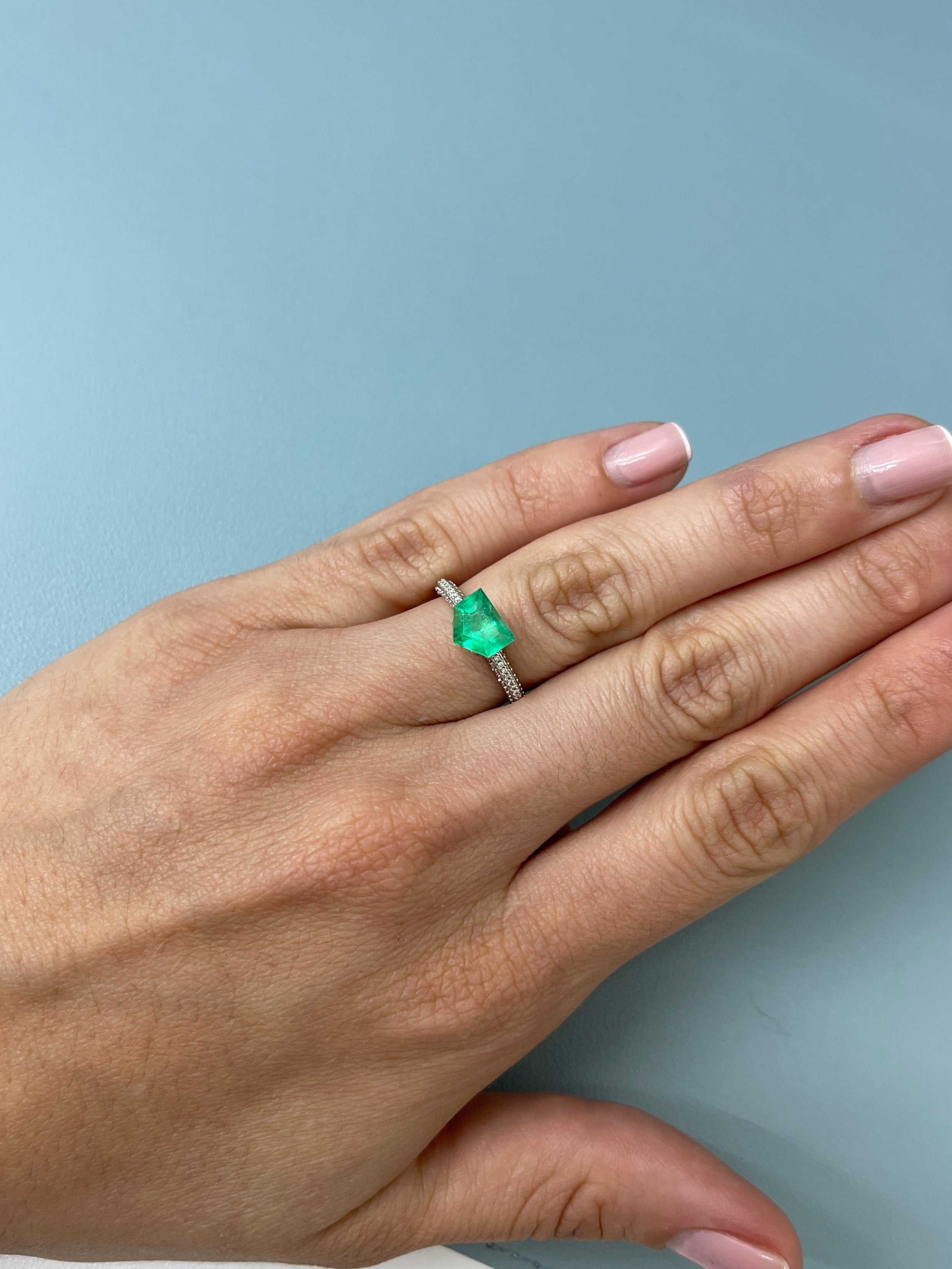 1.51 Carat Fancy Shield Cut Natural Loose Colombian Emerald - JR Colombian Emeralds