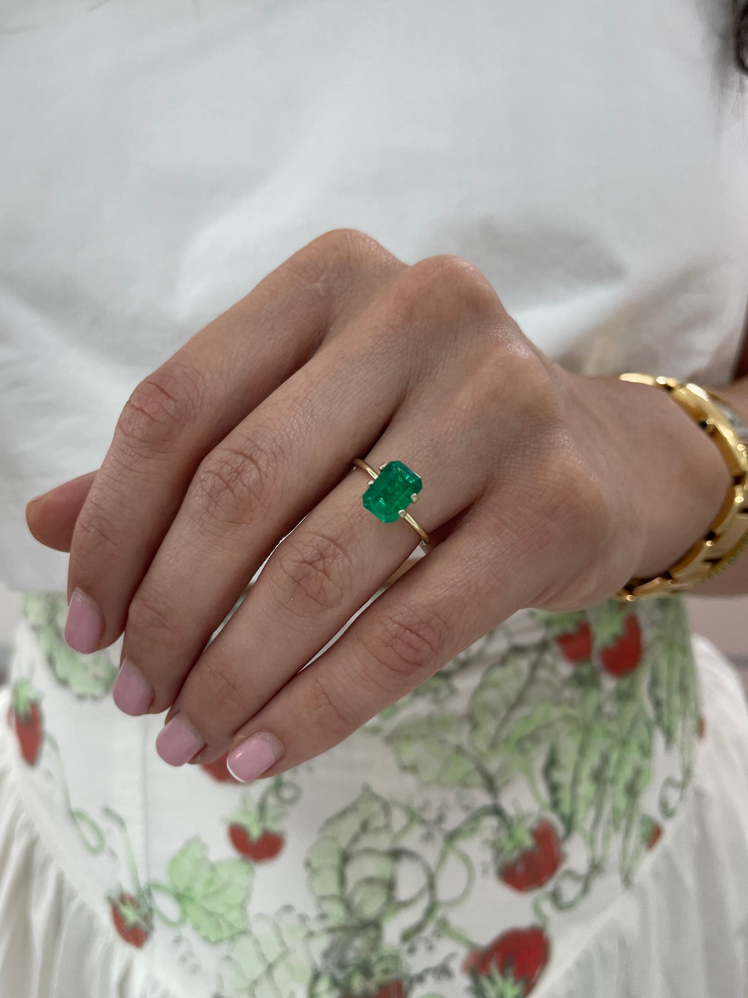 1.57 Carat AAA 9x7 Deep Vivid Green Natural Loose Colombian Emerald- Emerald Cut - JR Colombian Emeralds