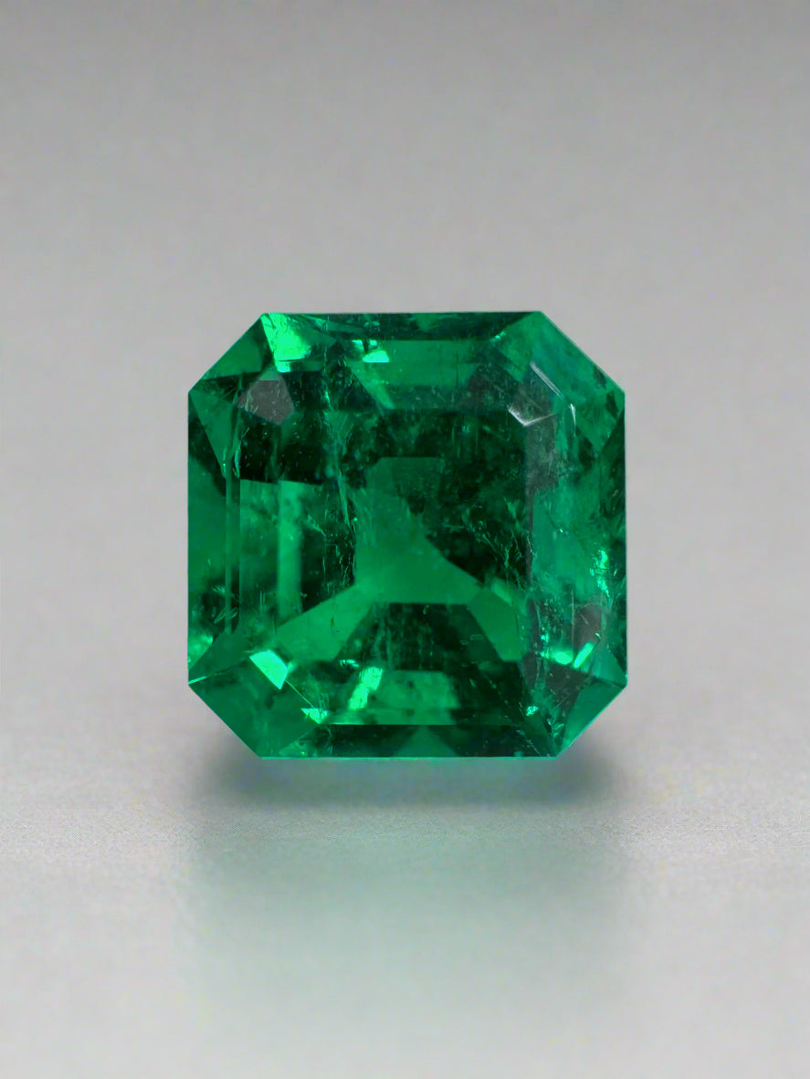 1.81 Carat 7x7 AAA+ Minor Oil Vivid Natural Loose Colombian Emerald-Asscher Cut - JR Colombian Emeralds
