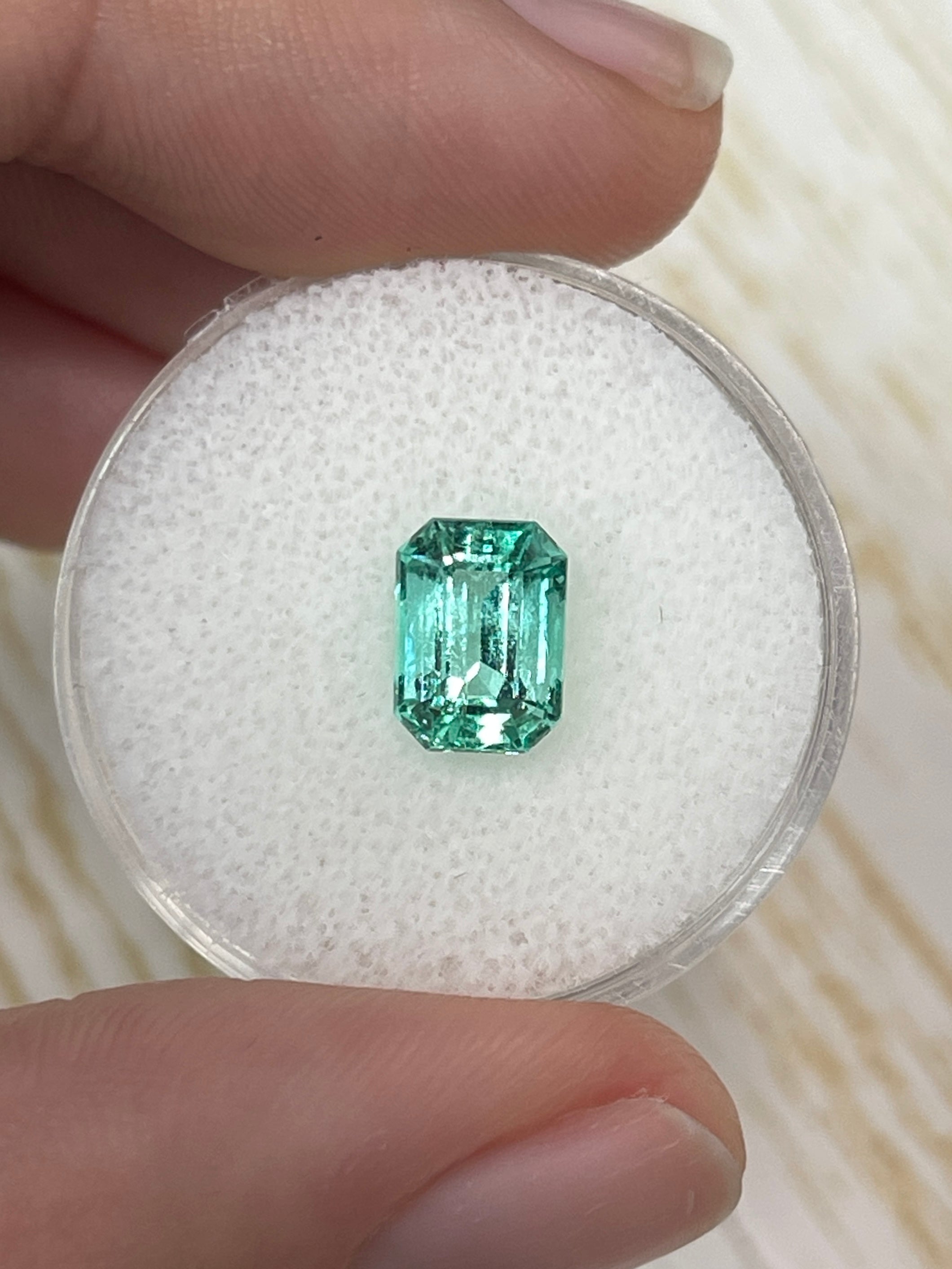 1.91 Carat emerald cut Colombian emerald from JR Colombian Emeralds, natural green loose gemstone with ideal 8x6 dimensions.