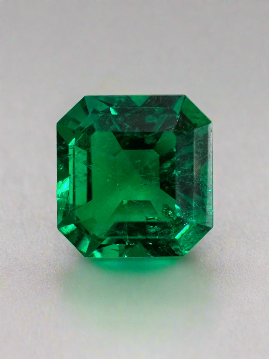 1.93 Carat 7.5x7.3 AAA+ Minor Oil Vivid Natural Loose Colombian Emerald-Asscher Cut - JR Colombian Emeralds