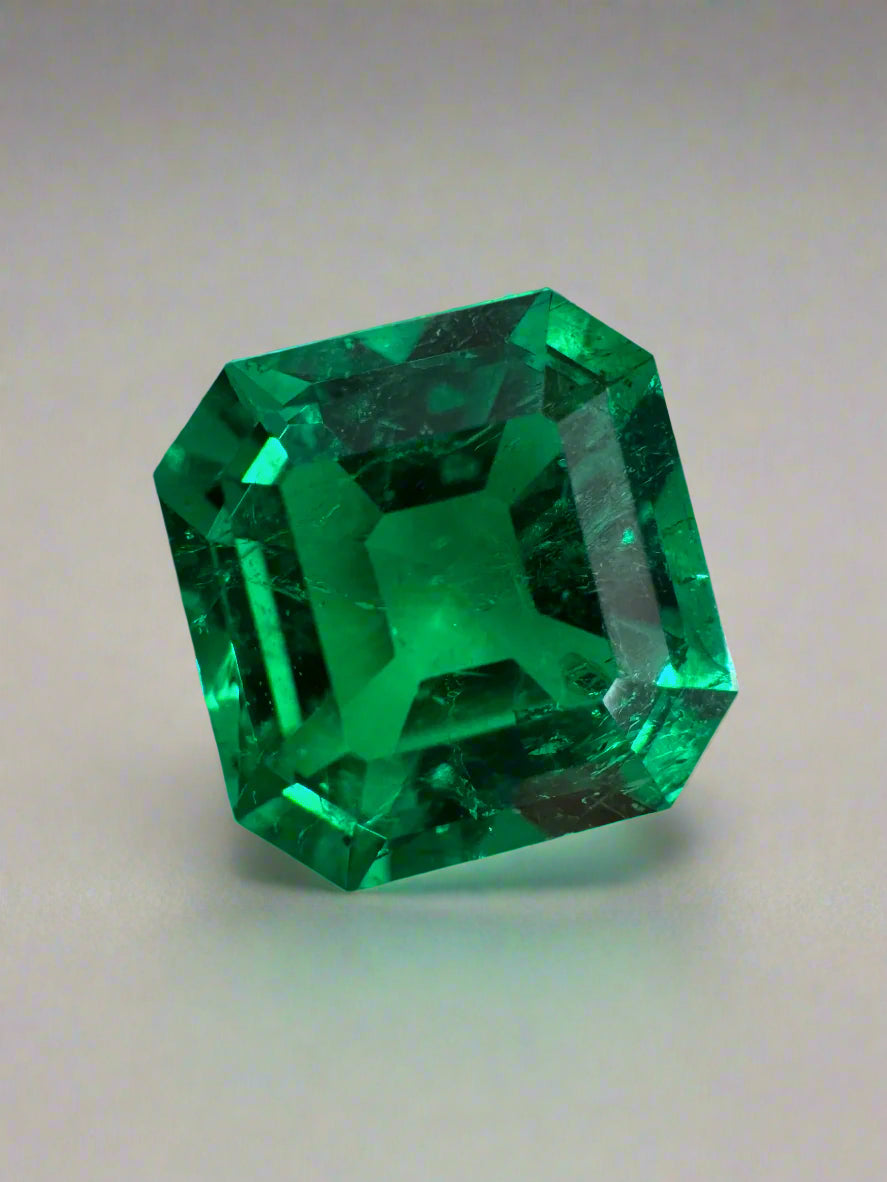 1.93 Carat 7.5x7.3 AAA+ Minor Oil Vivid Natural Loose Colombian Emerald-Asscher Cut - JR Colombian Emeralds