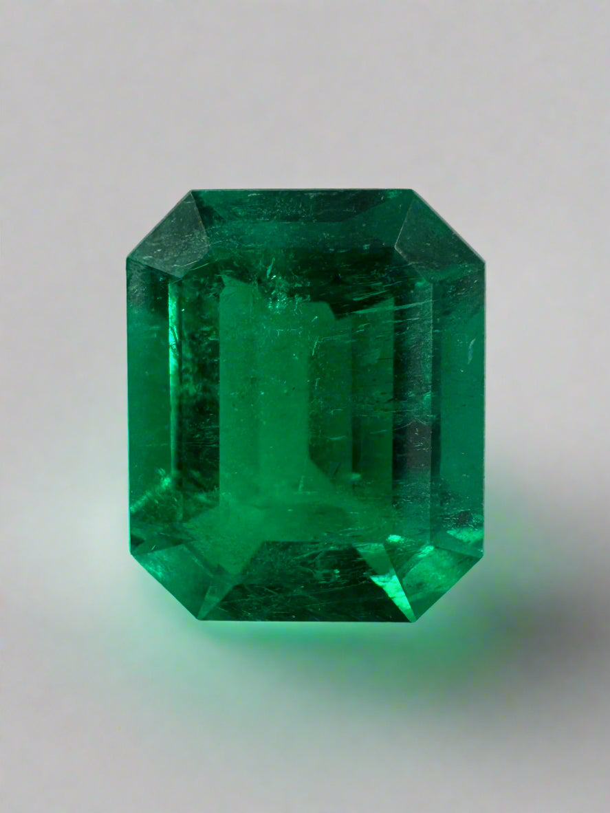 1.98 Carat AAA+ 9x7 Minor Oil Vivid Green Natural Loose Colombian Emerald- Emerald Cut - JR Colombian Emeralds