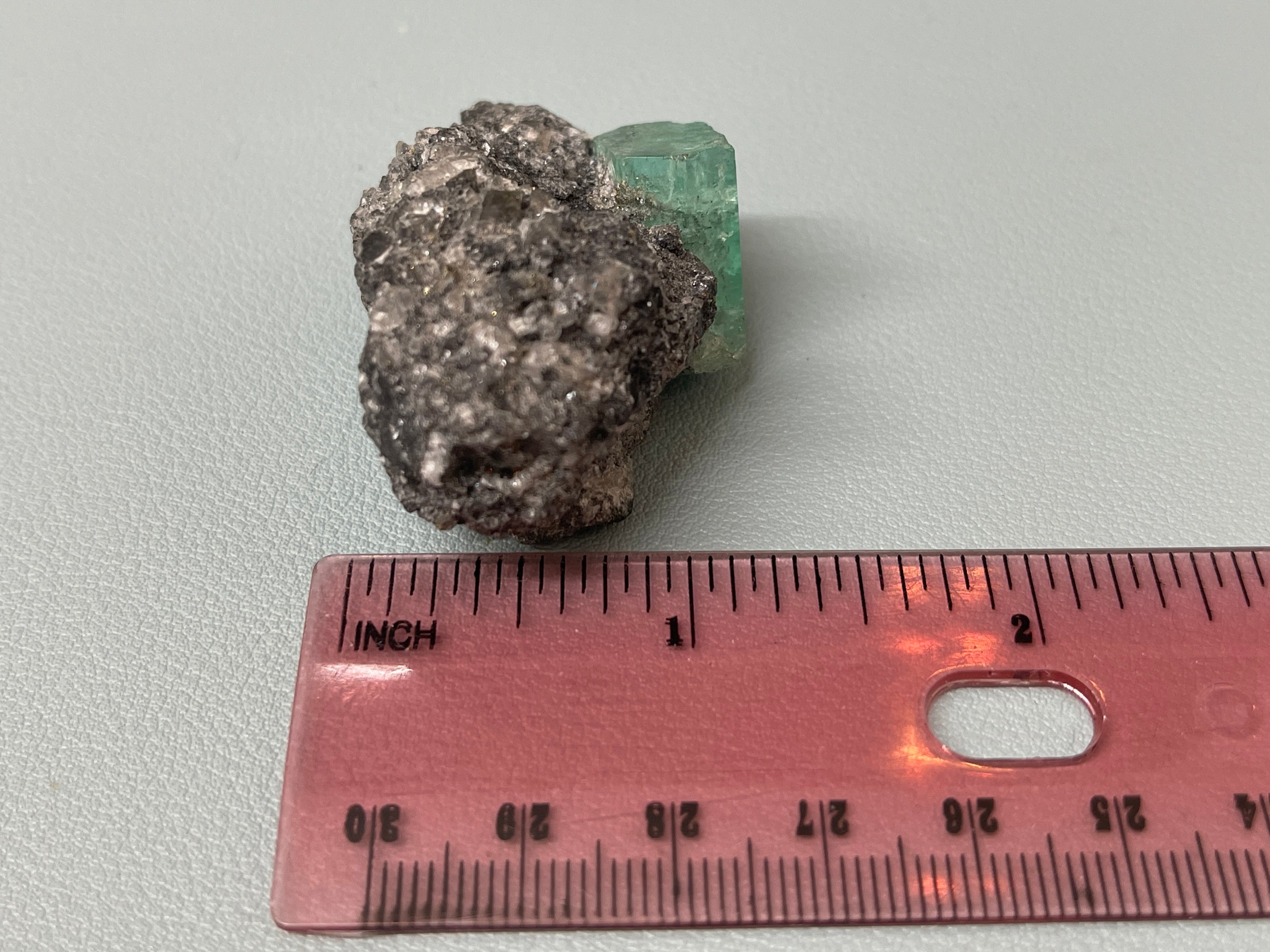 19mm x 14.87mm Single Cut Rough Colombian Emerald In Black Shale Matrix - JR Colombian Emeralds