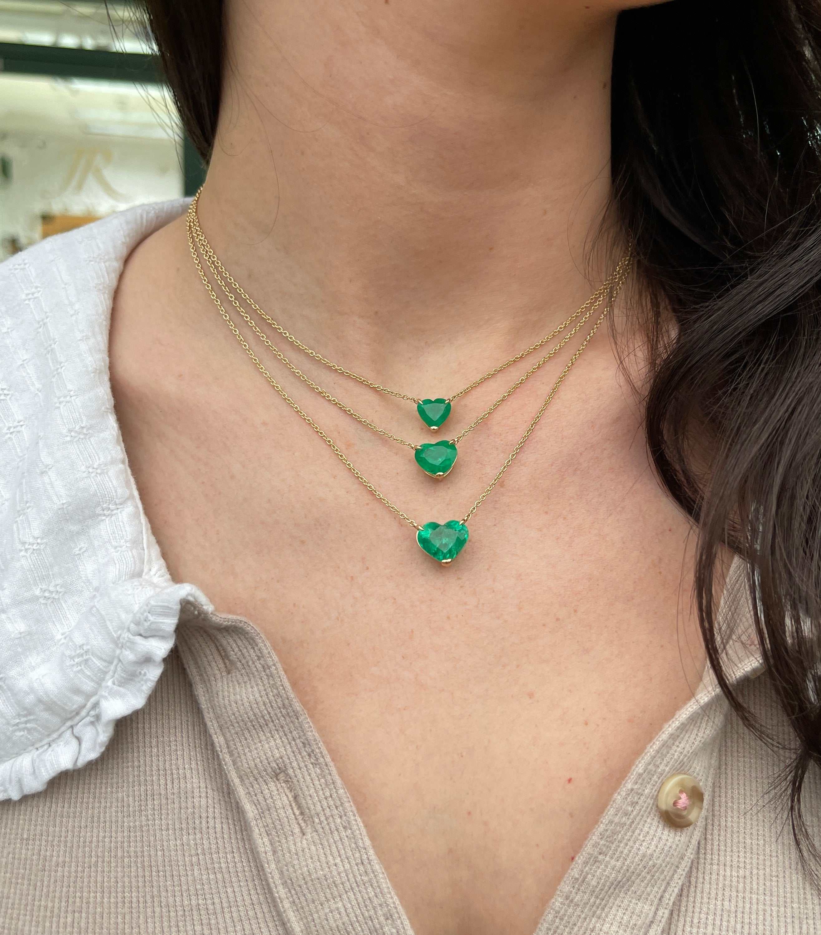 5.77 Carat Colombian Emerald Heart Cut Solitaire 18K Necklace - JR Colombian Emeralds