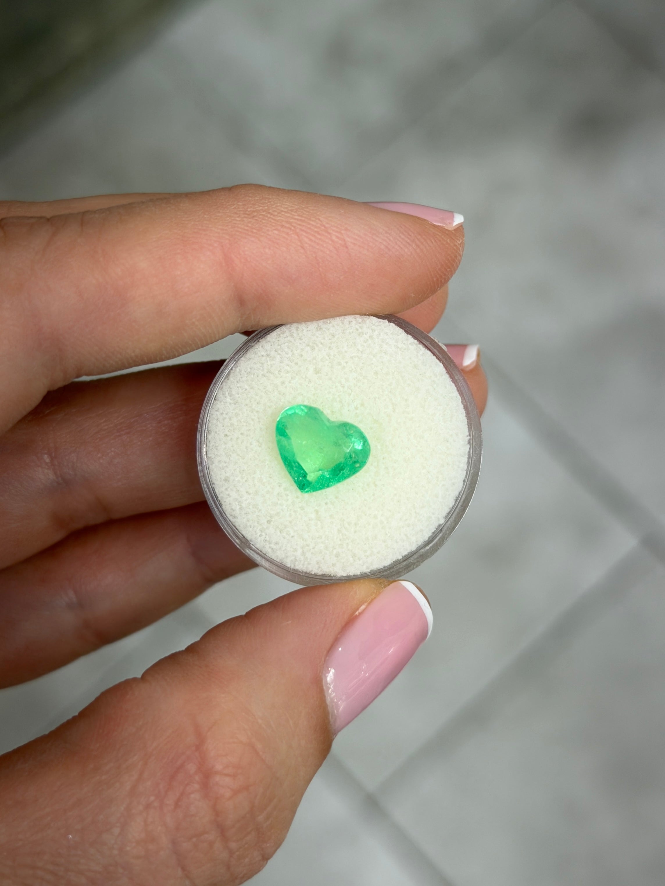 2.30 Carat 8.5x10 Spring Yellowish Green Natural Loose Colombian Emerald-Heart Cut