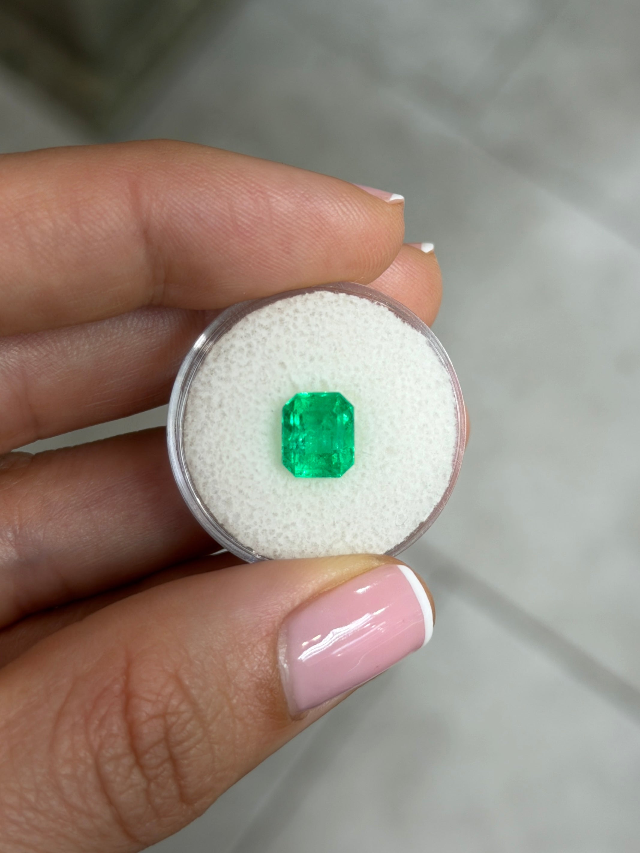2.46 Carat Colombian Emerald loose gemstone, chunky cut, 8.5x7mm, vibrant Muzo green, natural gem from JR Colombian Emeralds.