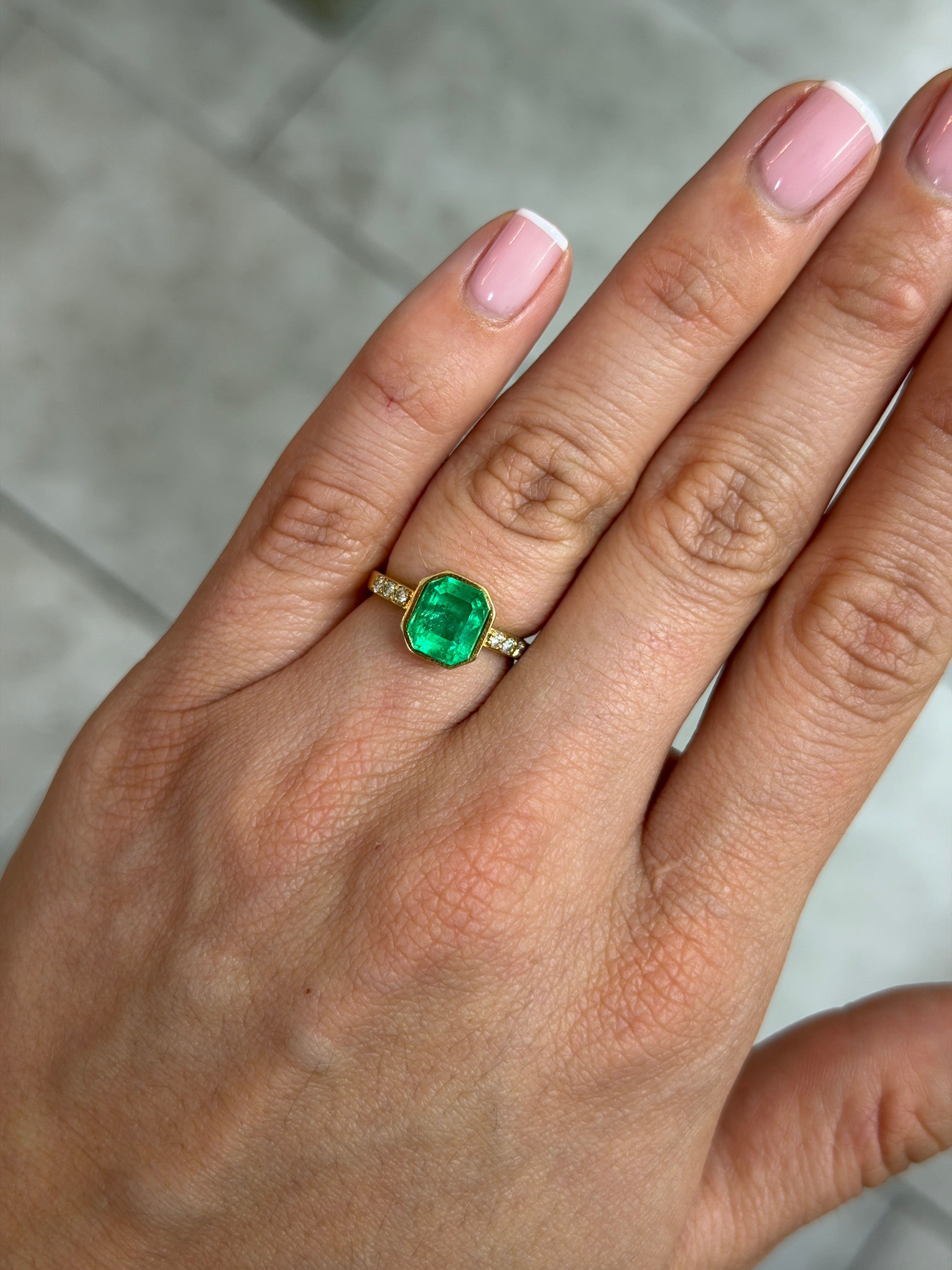 2.46 carat Colombian emerald gemstone with chunky cut, 8.5x7mm size, Muzo green, natural loose gem from JR Colombian Emeralds