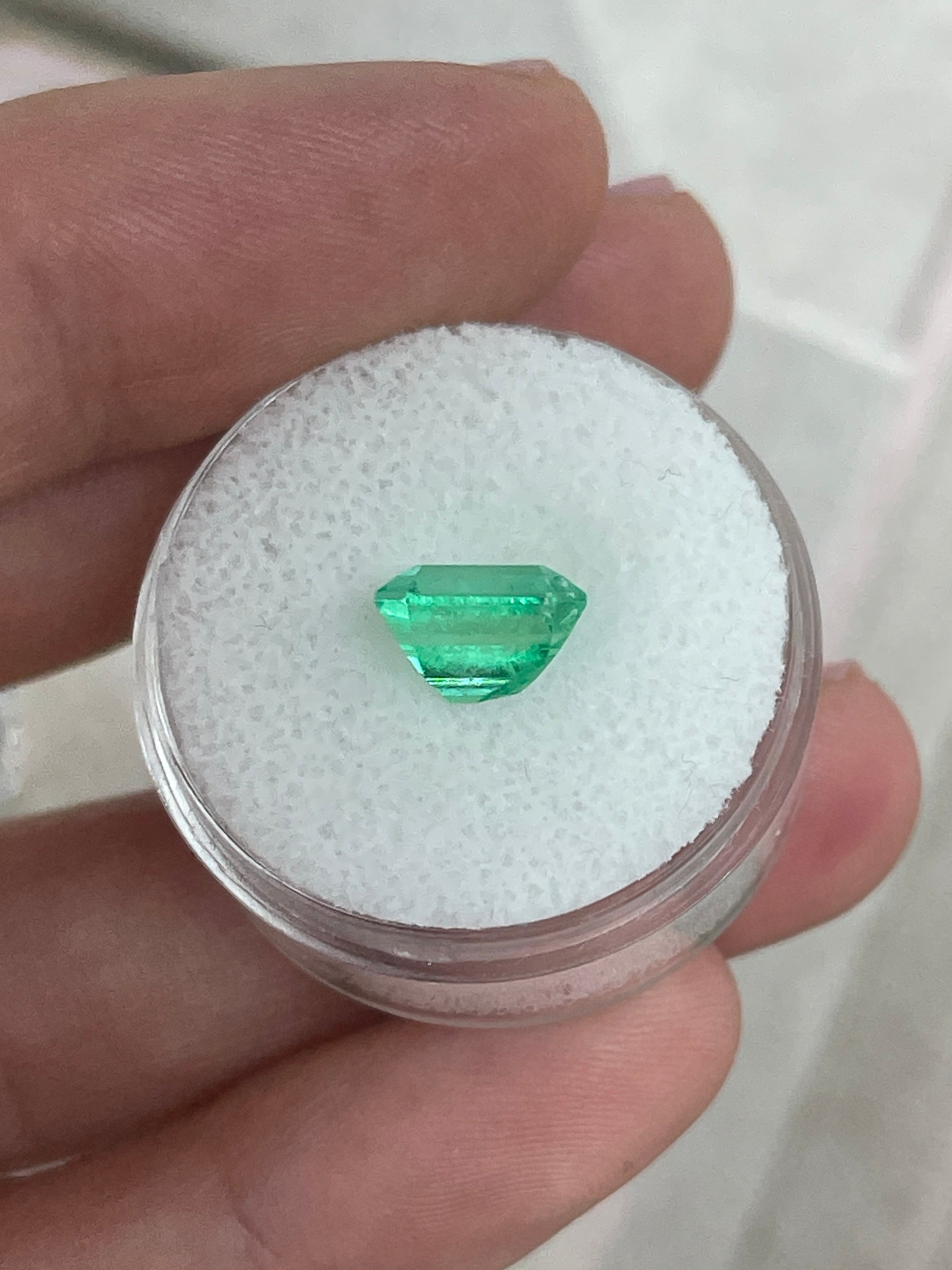 2.47 Carat 9x7 Yellowish Green Natural Loose Colombian Emerald- Emerald Cut - JR Colombian Emeralds