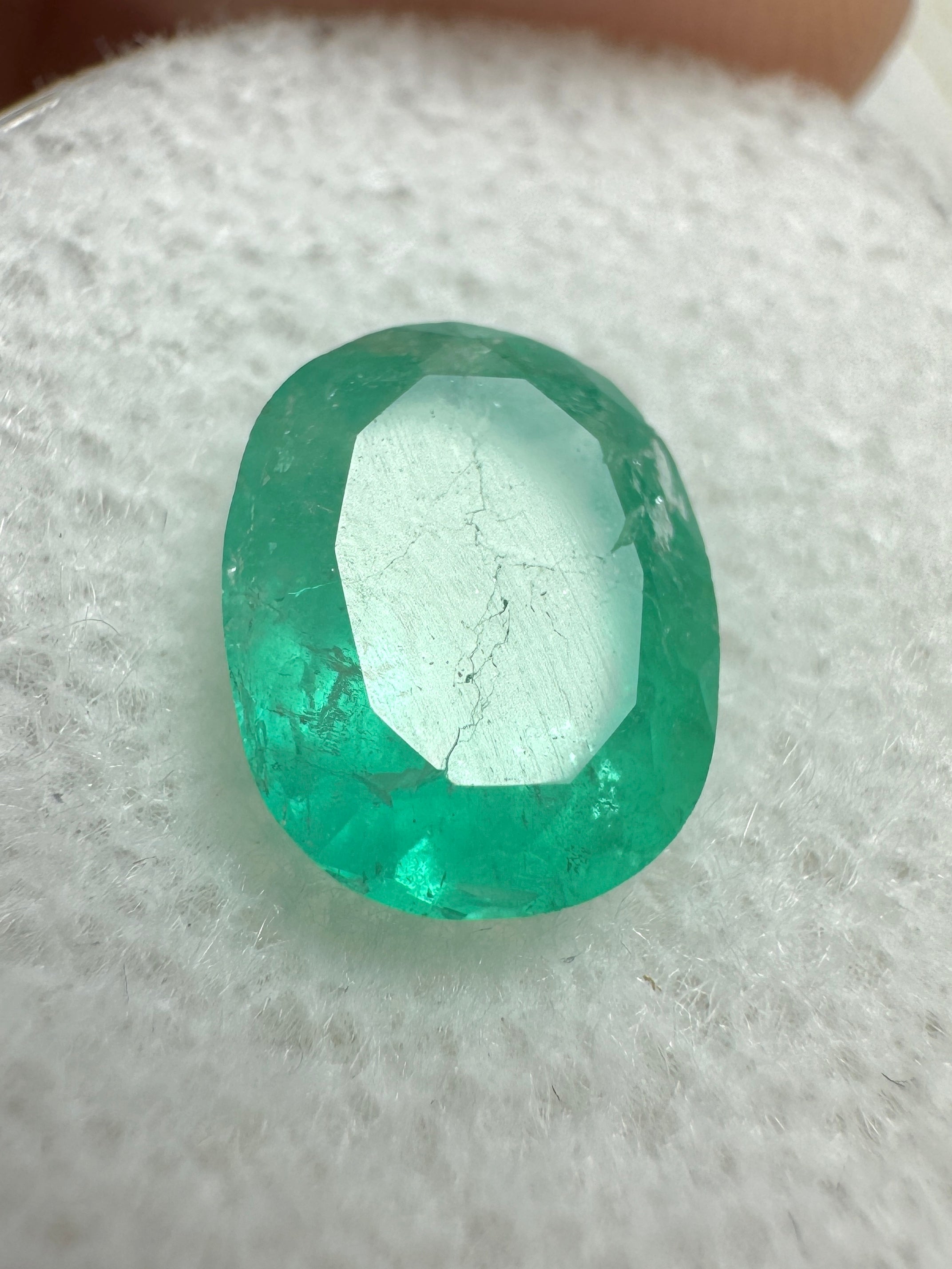 Medium green 2.48 carat oval cut Colombian emerald gemstone from JR Colombian Emeralds, natural loose stone.