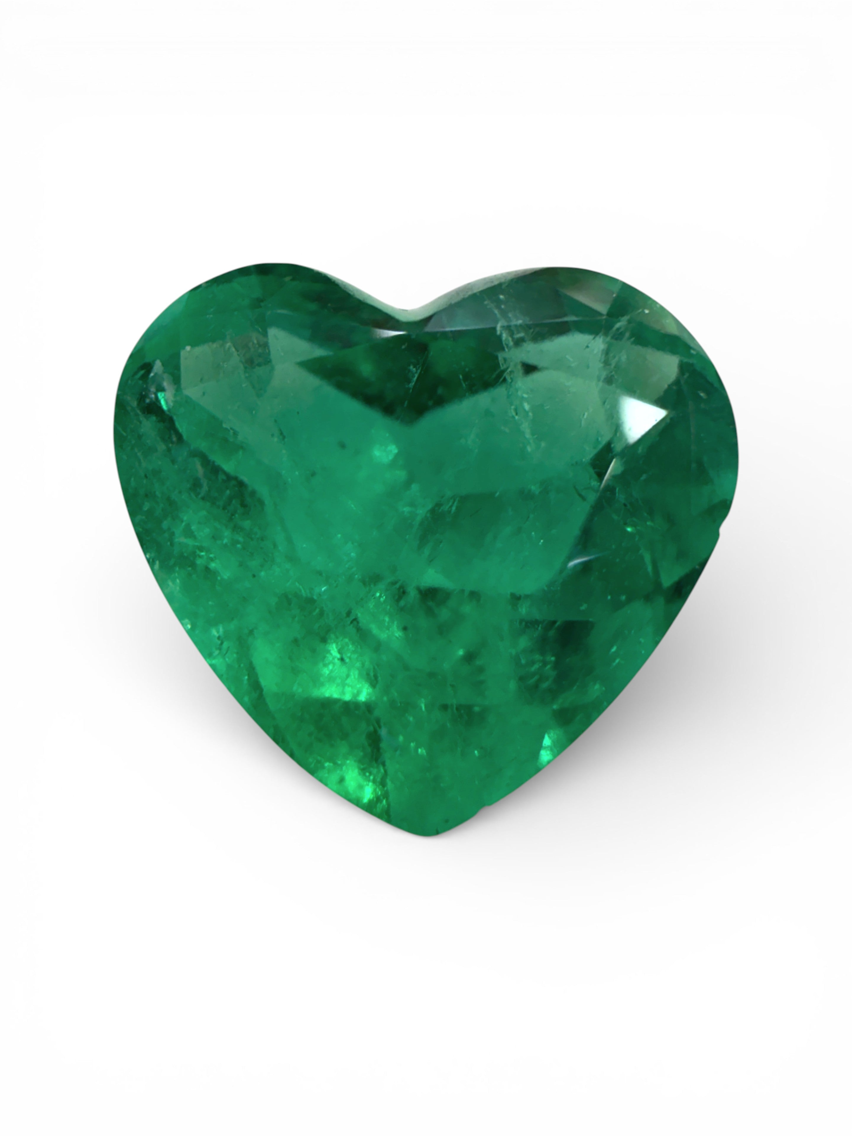 Natural 2.53 carat bluish green Colombian emerald loose heart cut from JR Colombian Emeralds. Chivor mine, vibrant and transparent.