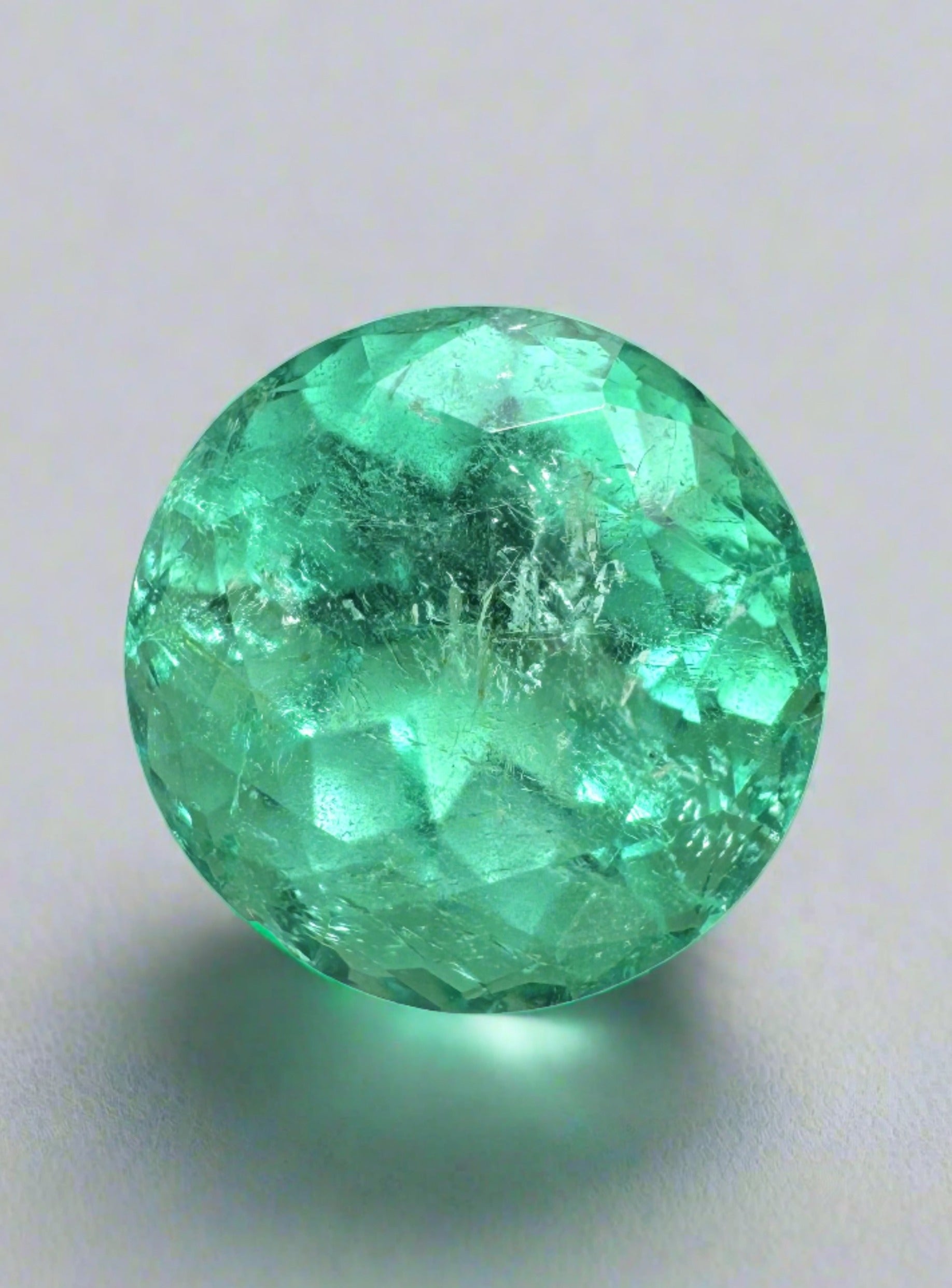 2.56 carat medium green natural round Colombian emerald loose gemstone from JR Colombian Emeralds.