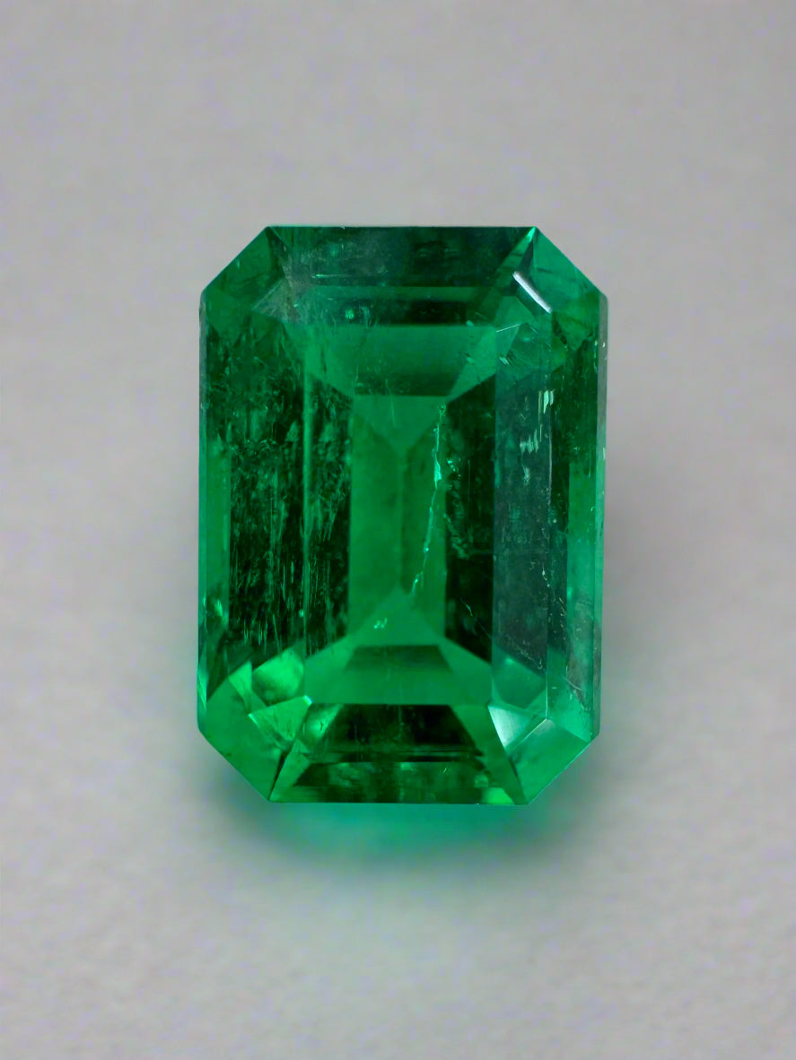 2.56 Carat AAA+ 9.5x7 Minor Oil Vivid Green Natural Loose Colombian Emerald- Emerald Cut - JR Colombian Emeralds