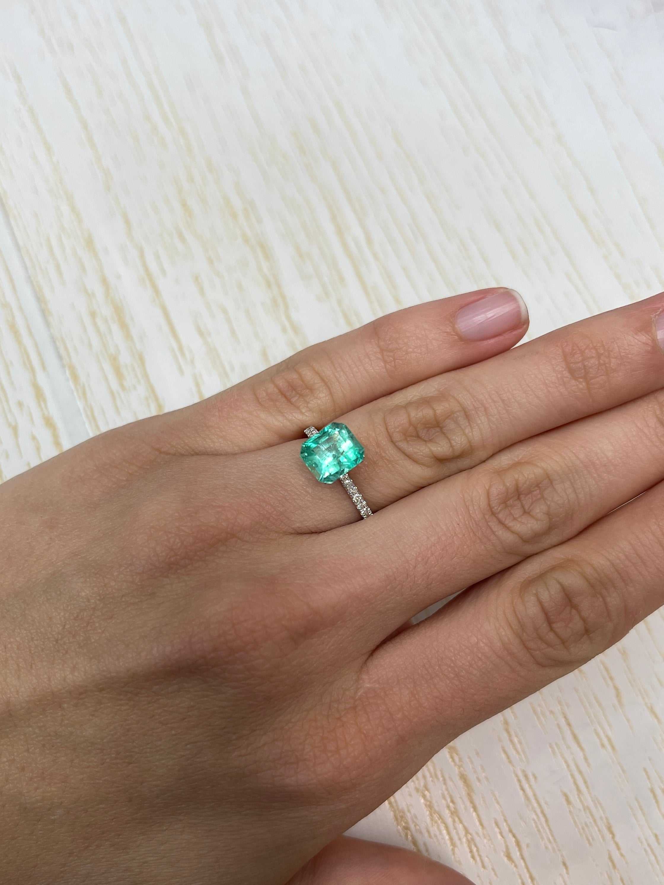 Loose 2.73 carat medium green Colombian emerald in emerald cut, natural and unmounted, from JR Colombian Emeralds.