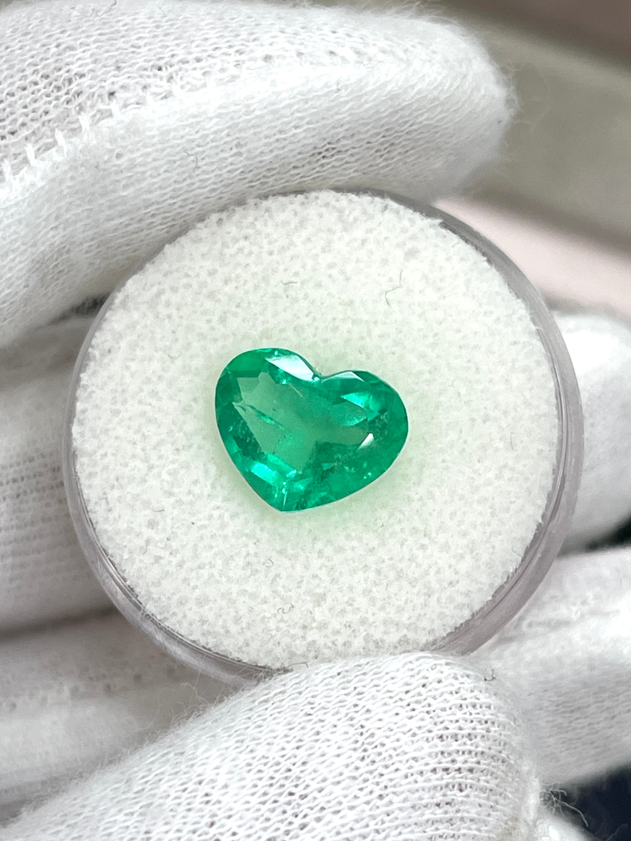 2.76 Carat 9x11 Bright Medium Green Natural Loose Colombian Emerald-Heart Cut - JR Colombian Emeralds