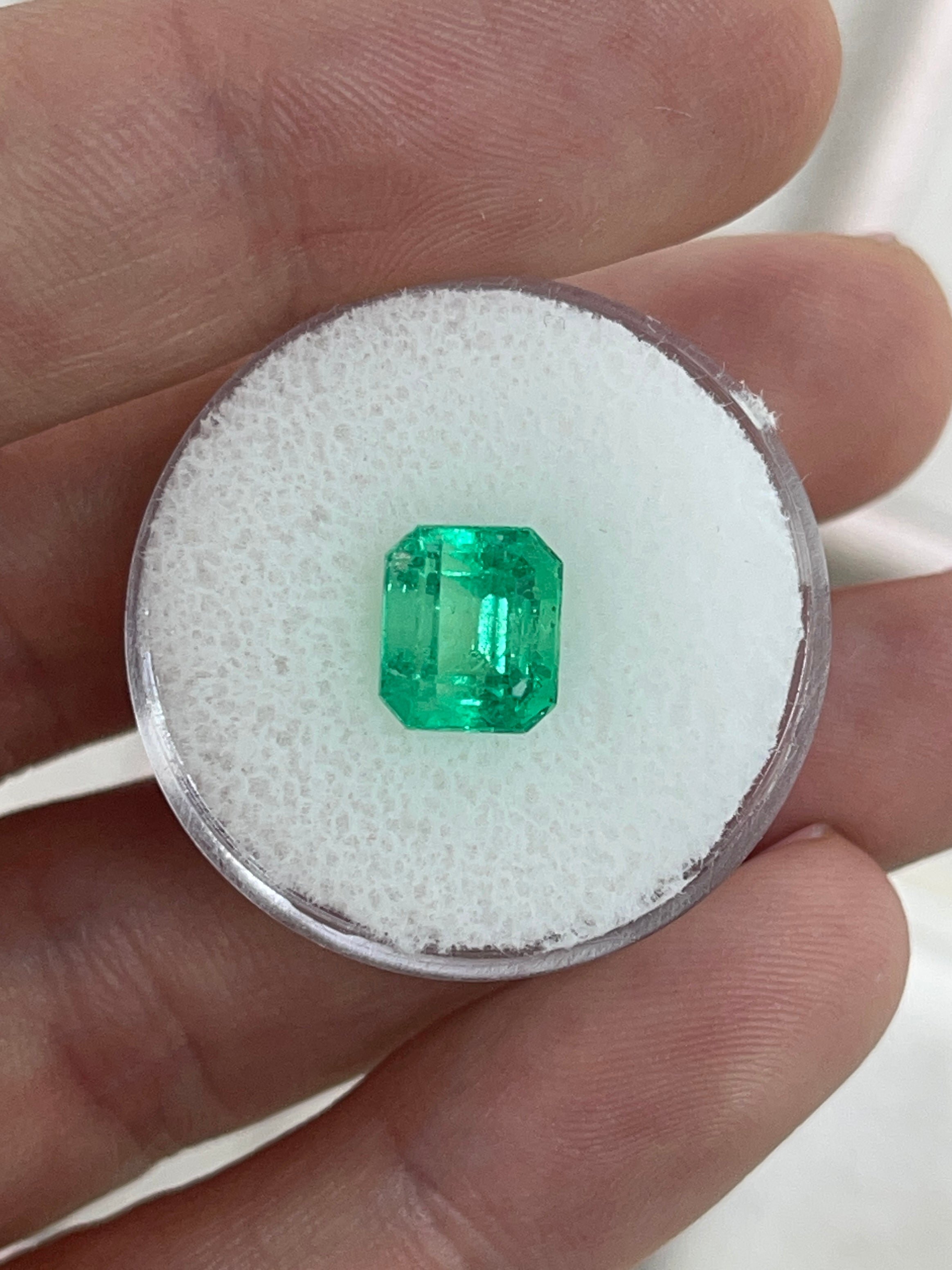2.82 carat Colombian emerald loose gemstone, chunky cut, 8.5x7.4mm, crystal clear, natural gem from JR Colombian Emeralds.