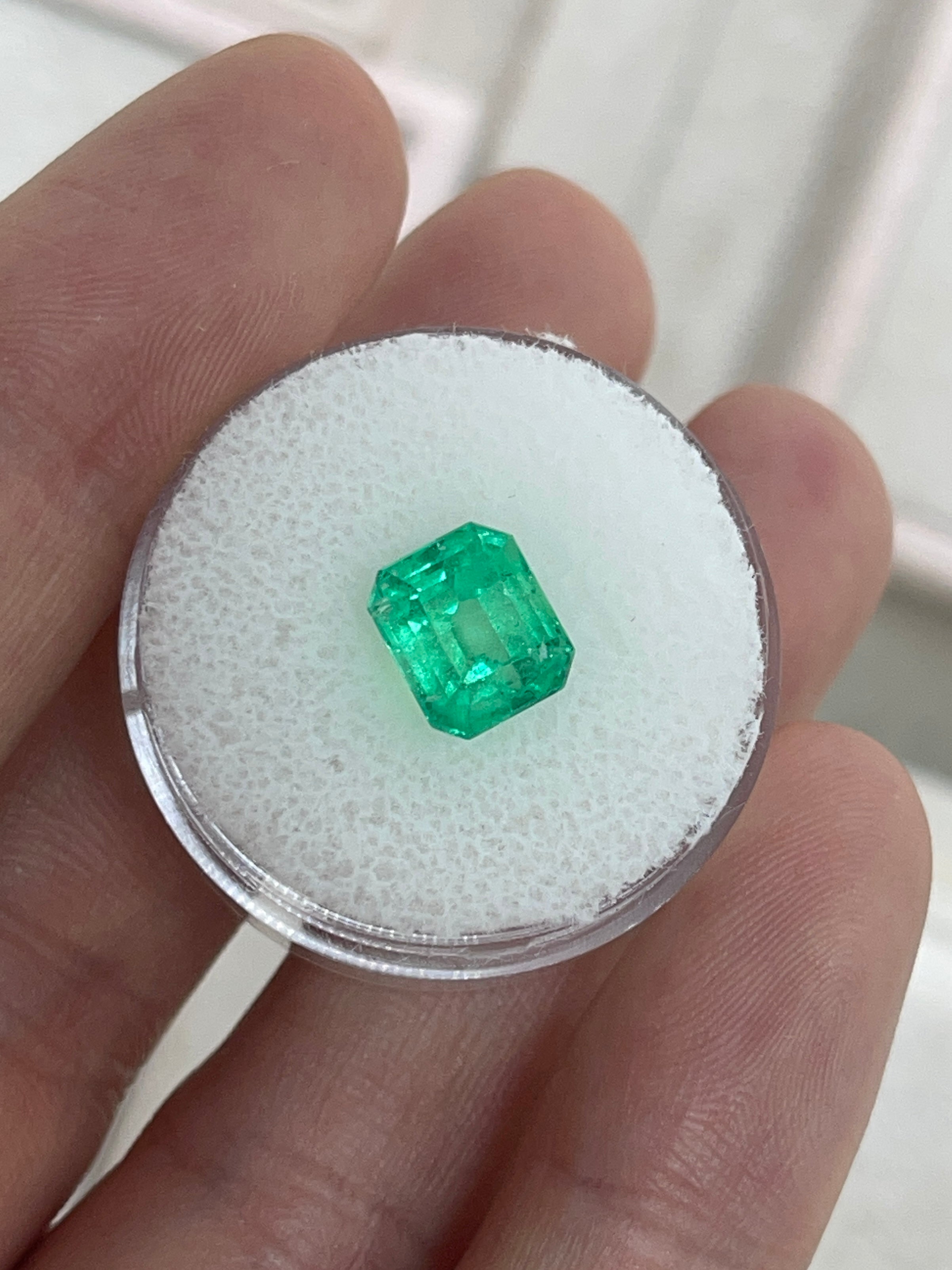 2.82 carat Colombian emerald loose gemstone, chunky cut, 8.5x7.4mm, clear and natural, from JR Colombian Emeralds.