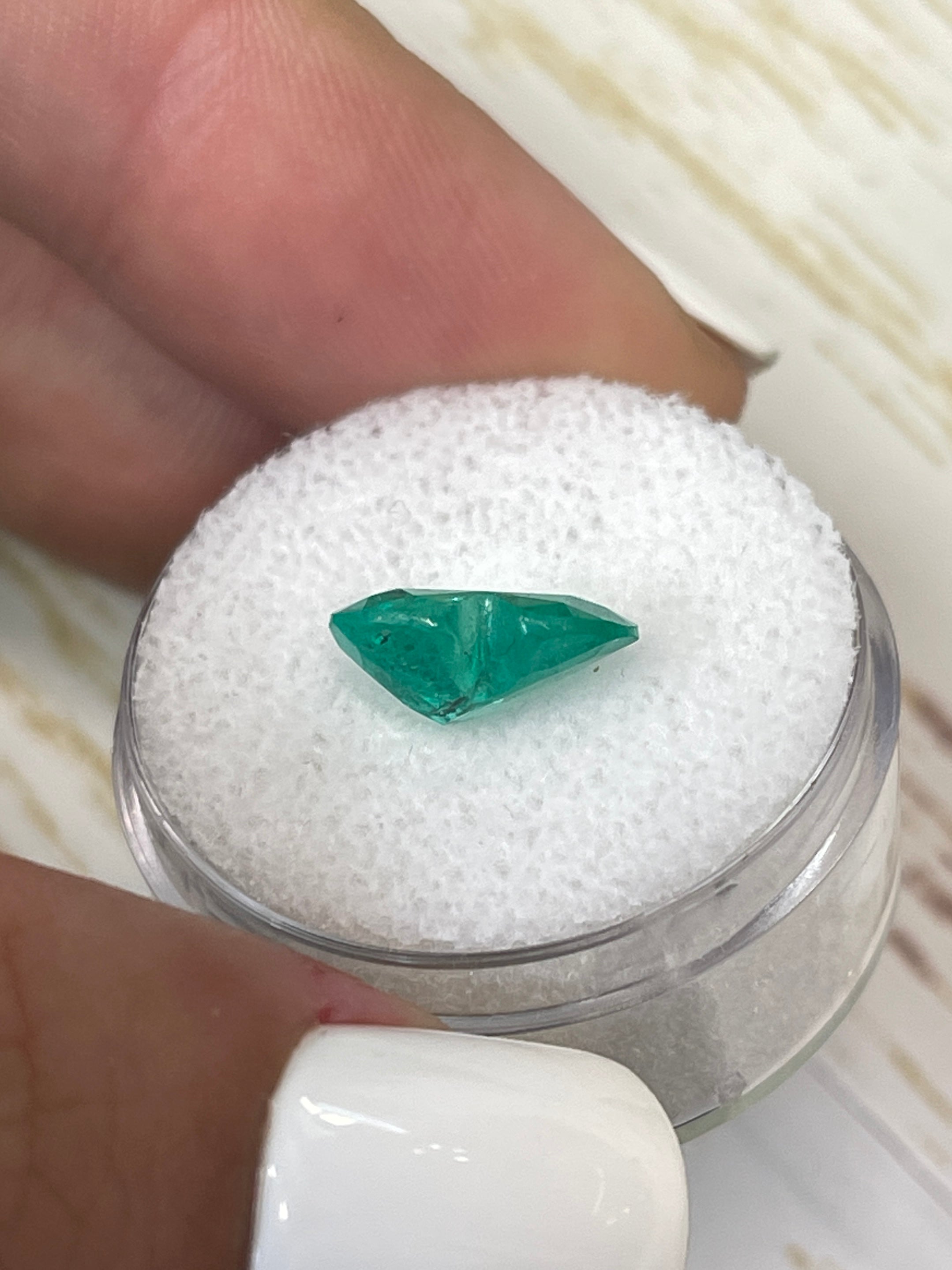 Bright green 2.84 carat natural Colombian emerald in heart cut, loose gemstone by JR Colombian Emeralds.