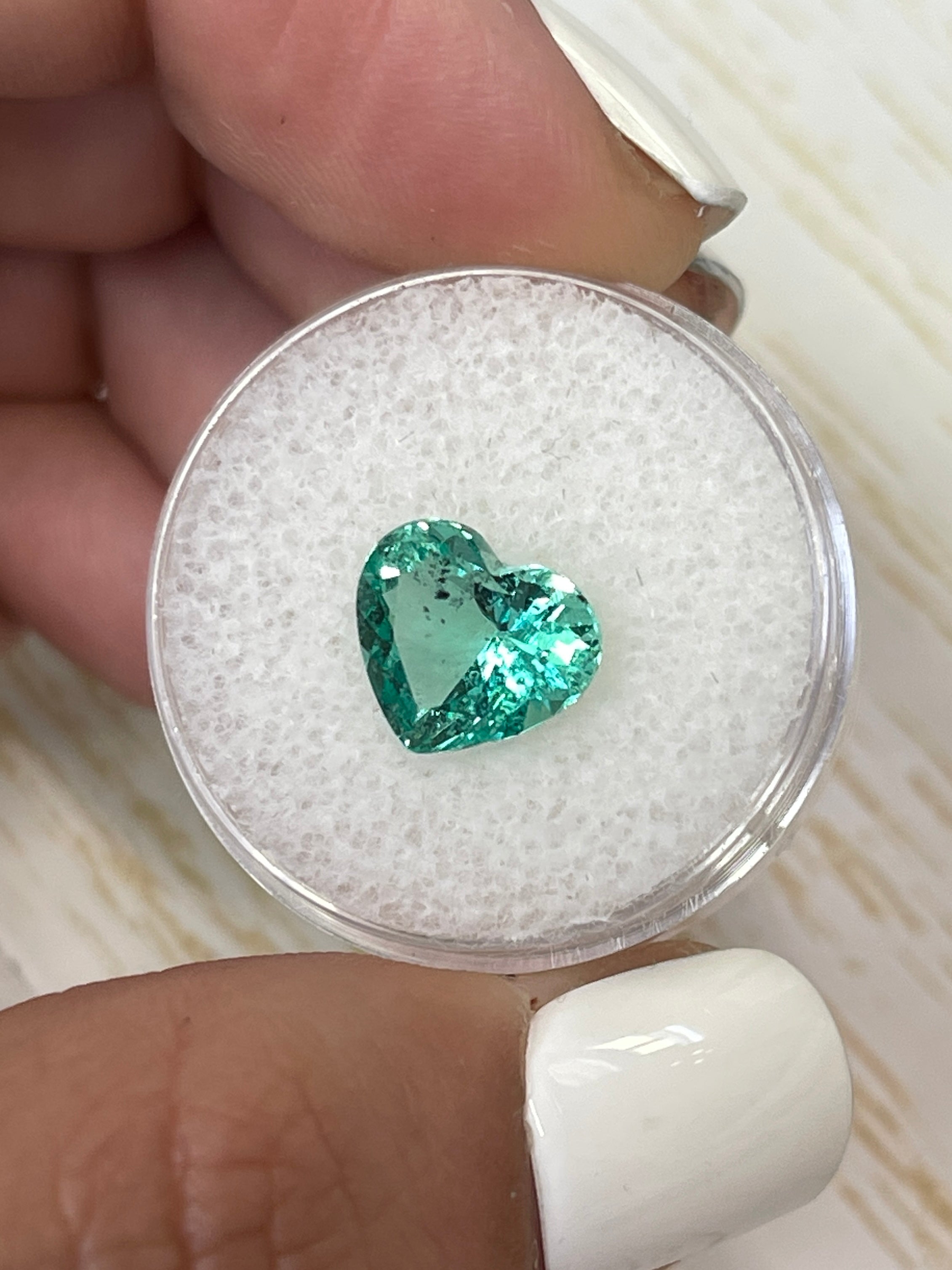 Lustrous 2.87 carat green Colombian emerald loose heart-cut gemstone by JR Colombian Emeralds.