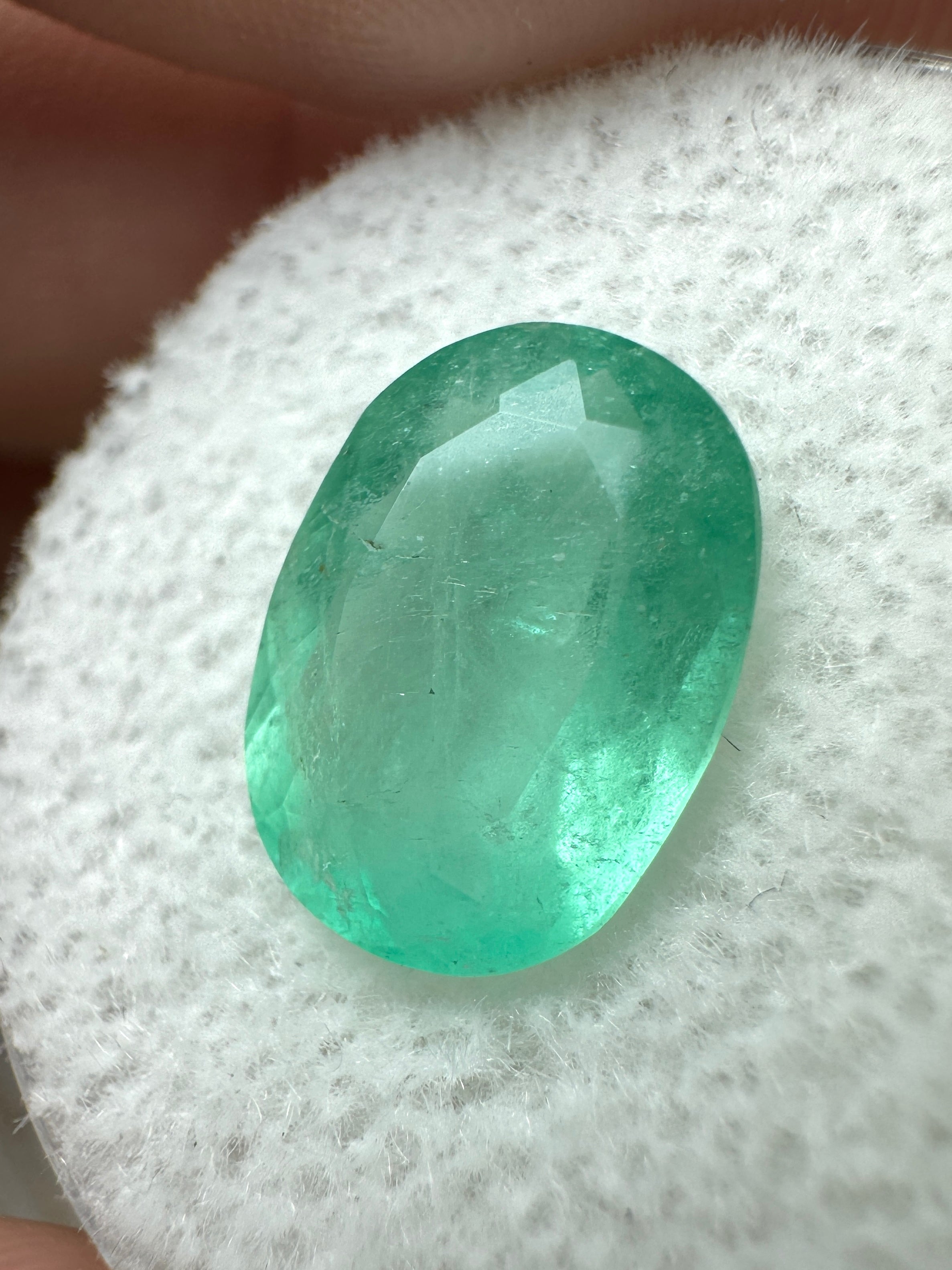 2.90 carat pastel mint green natural Colombian emerald loose oval-cut gemstone by JR Colombian Emeralds