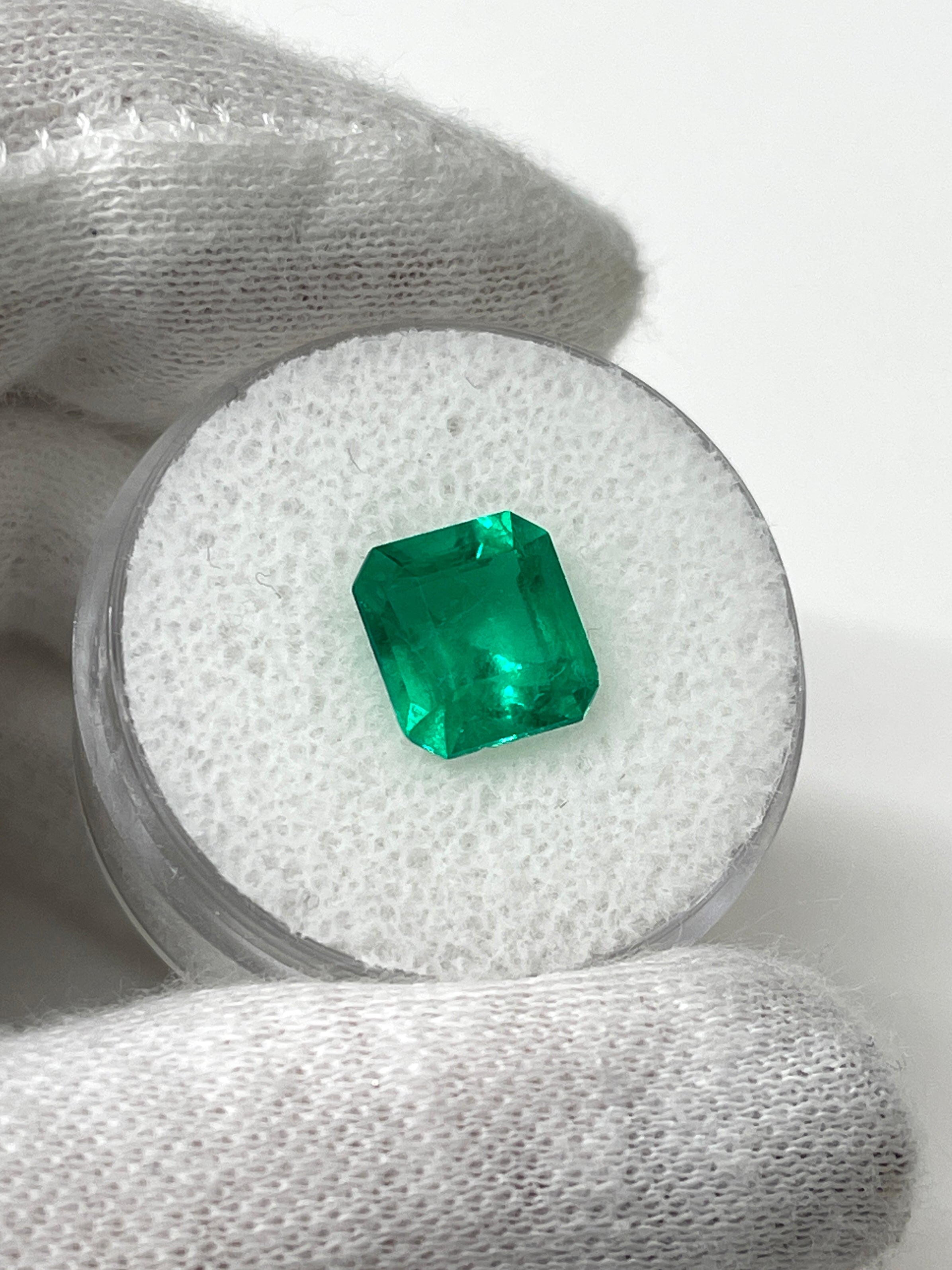 2.90 Carat Vivid Green Natural Loose Colombian Emerald- Emerald Cut - JR Colombian Emeralds
