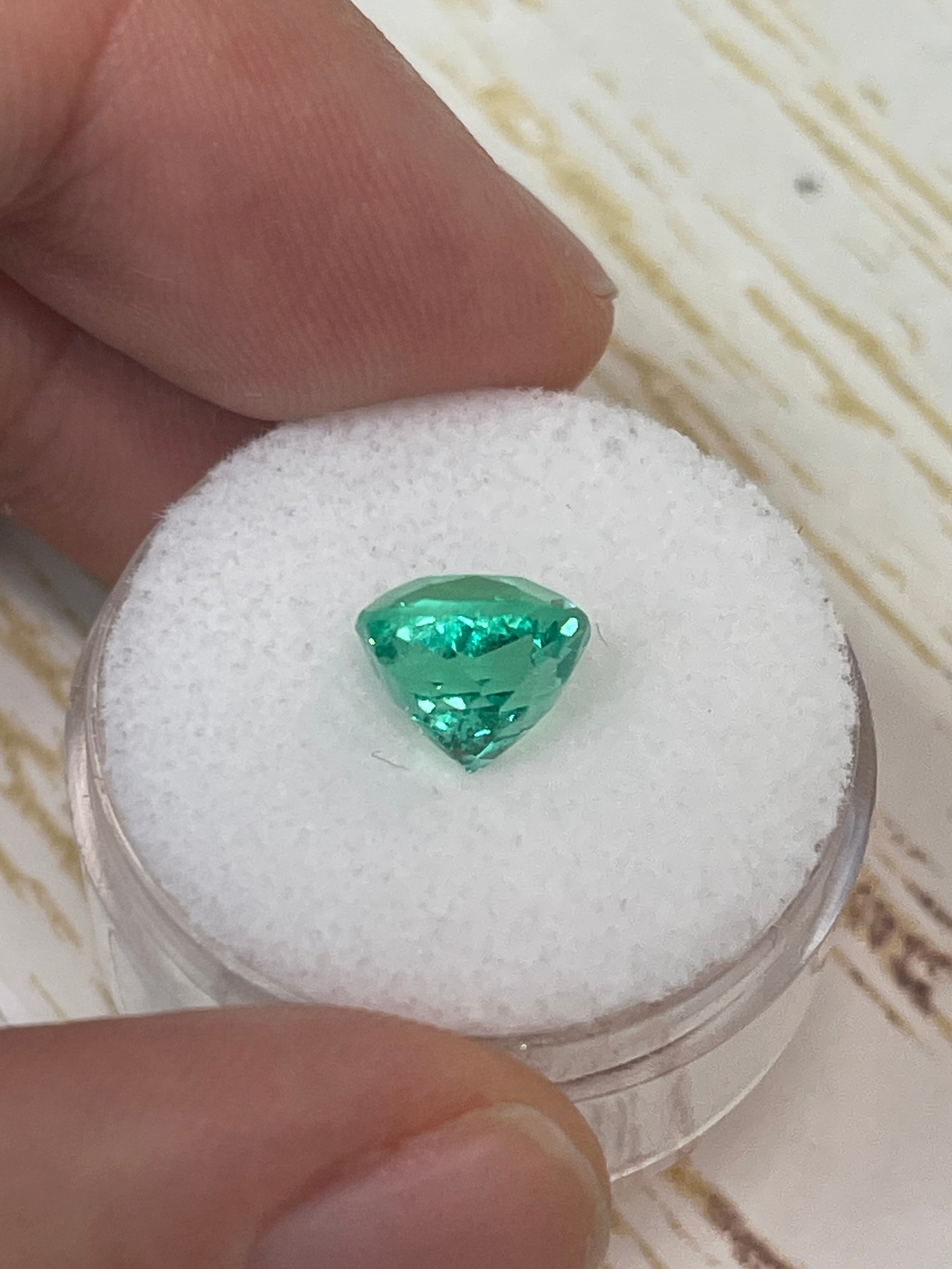 2.93 carat VVS Colombian emerald loose cushion cut gemstone, natural green stone from JR Colombian Emeralds.