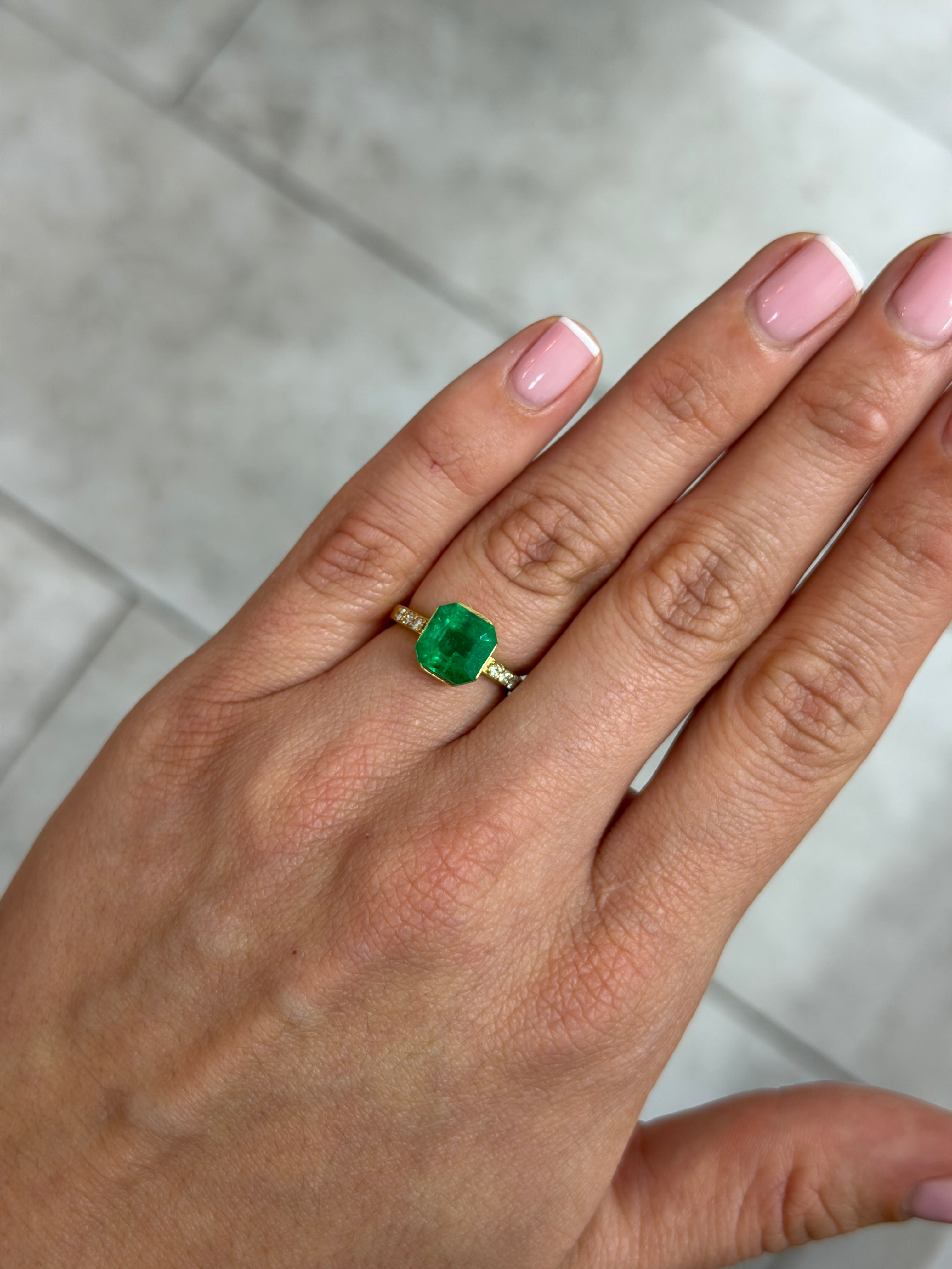 3.01 carat AAA+ Muzo green Colombian emerald loose Asscher cut gemstone with natural clarity, from JR Colombian Emeralds.