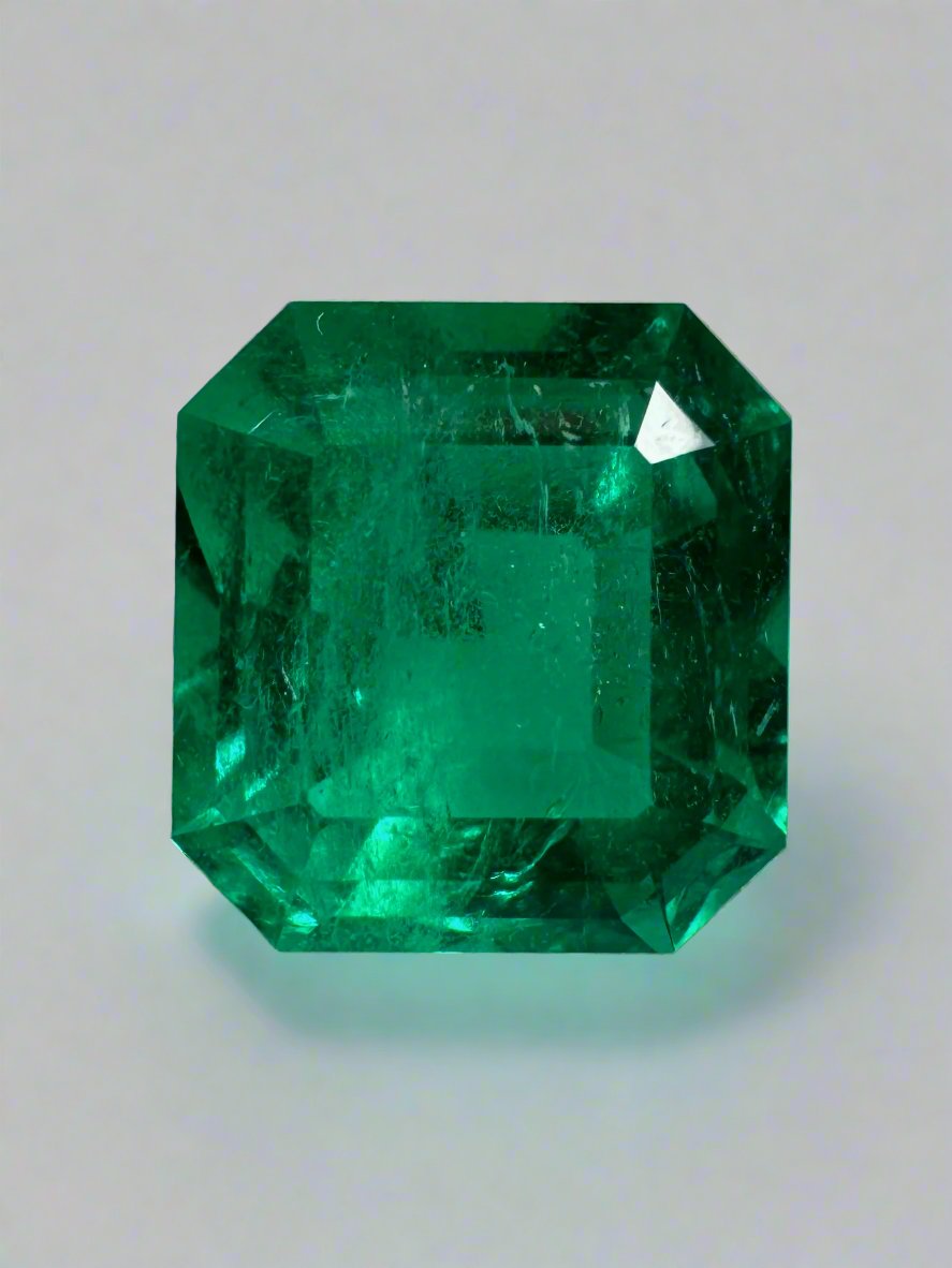 3.06 Carat AAA+ GIA Certified Muzo Green Colombian Emerald Asscher Cut loose gemstone by JR Colombian Emeralds