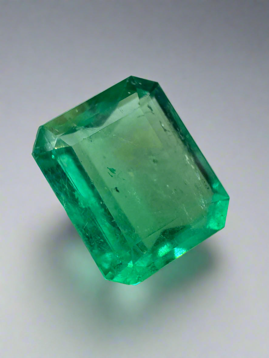 3.22ct Muzo Colombian Emerald Crystal Clear Yellowish Green Spready Cut 10.4x8.4mm Earth Mined Loose Gemstone - JR Colombian Emeralds