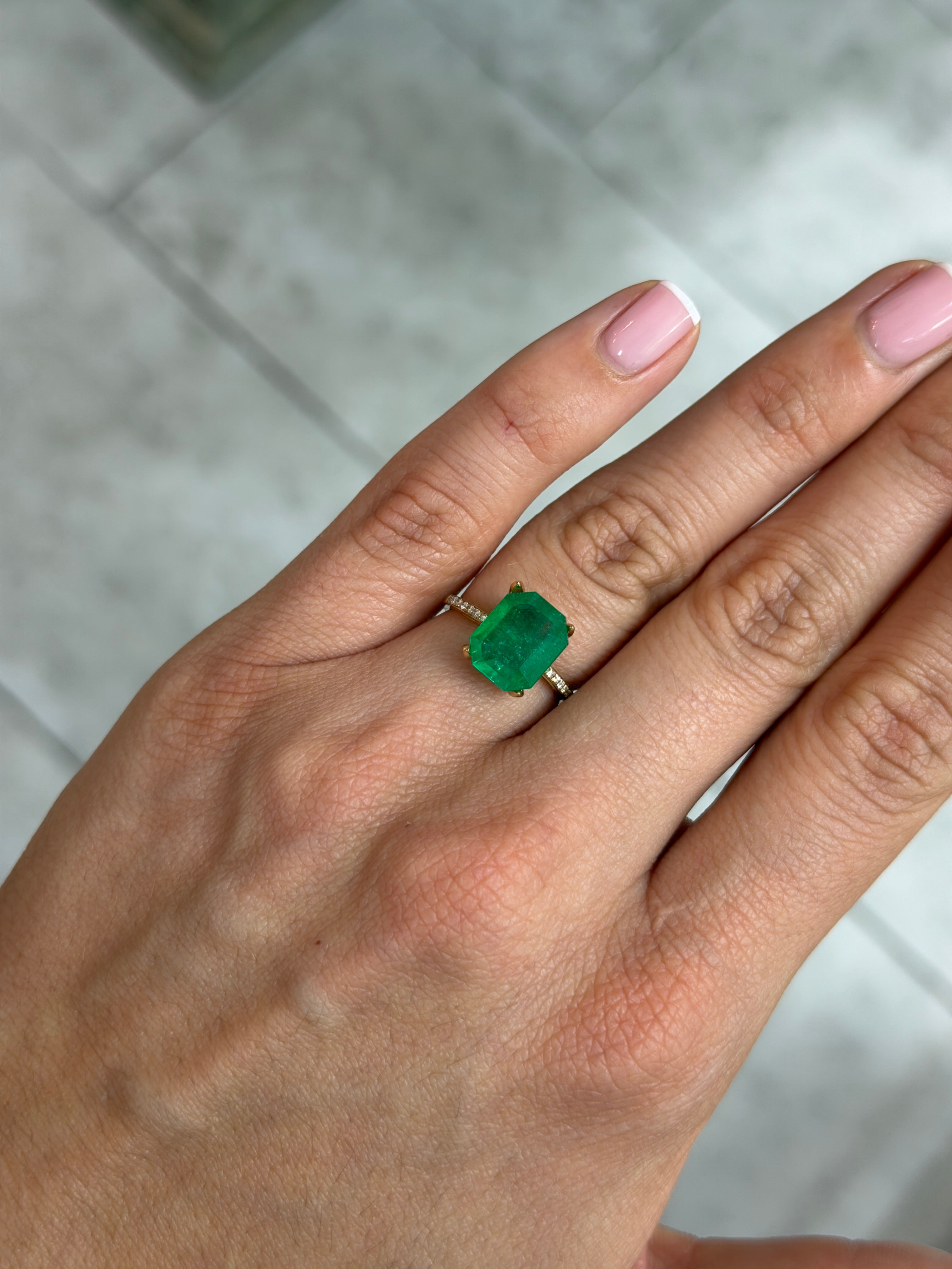 3.30-carat natural Colombian emerald cut loose green emerald, 11x9 mm, from JR Colombian Emeralds.