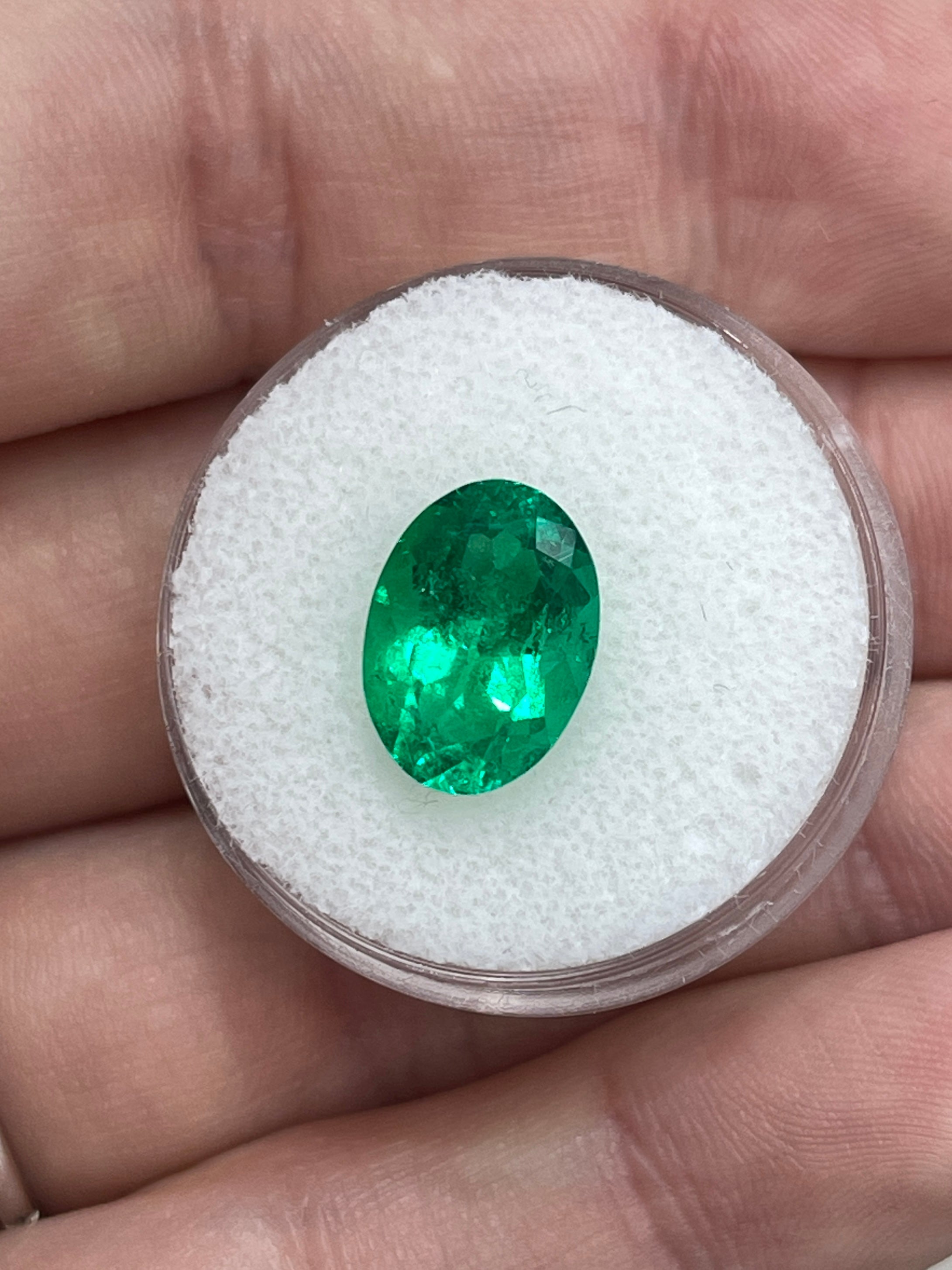 3.36 Carat 12x9 AAA+ Vivid Muzo Green Natural Oval Colombian Emerald-Loose - JR Colombian Emeralds