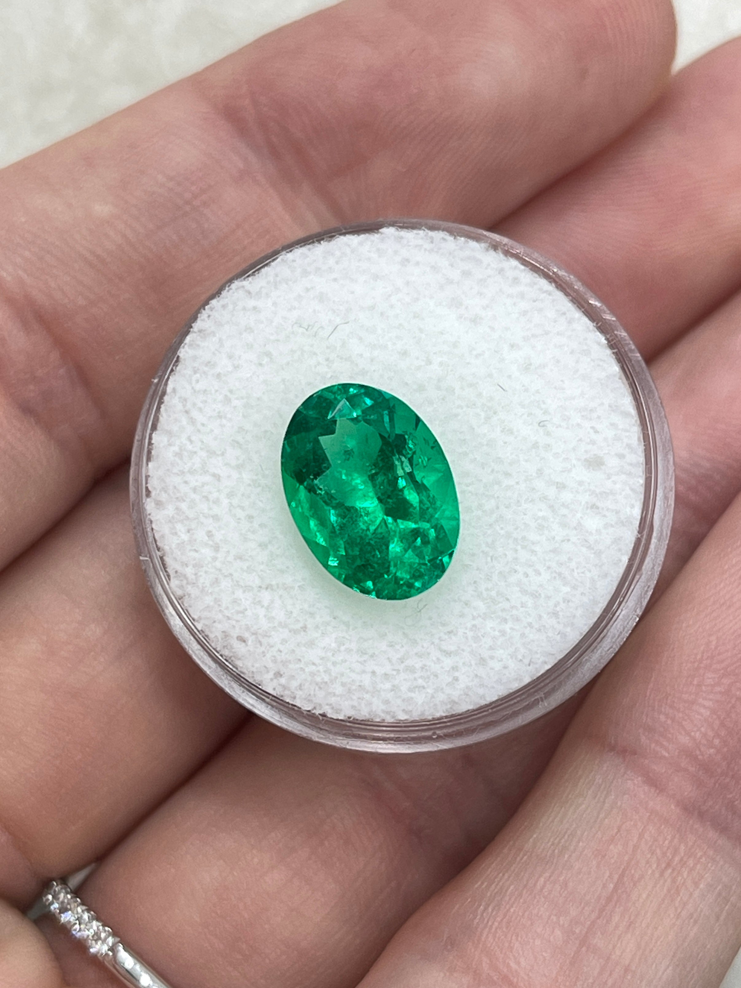 3.36 Carat 12x9 AAA+ Vivid Muzo Green Natural Oval Colombian Emerald-Loose - JR Colombian Emeralds