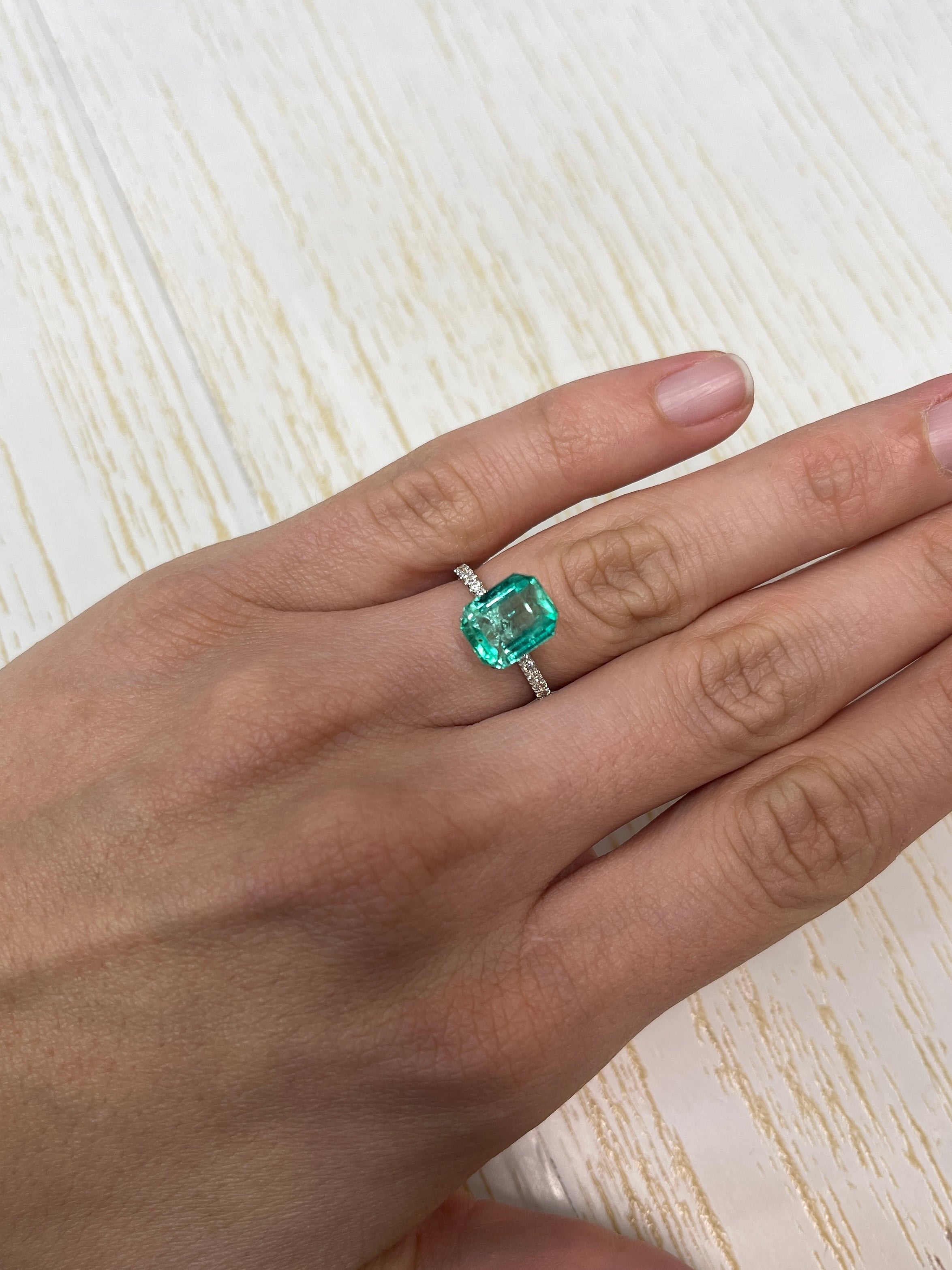 3.76 Carat 10.3x8.3 Transparent Green Natural Loose Colombian Emerald-Emerald Cut - JR Colombian Emeralds
