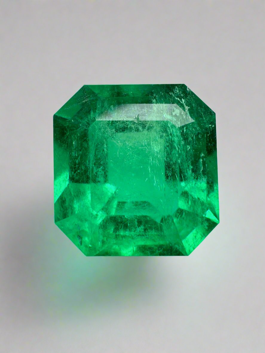 3.81 Carat AAA Vivid Muzo Natural Loose Colombian Emerald-Asscher Cut - JR Colombian Emeralds