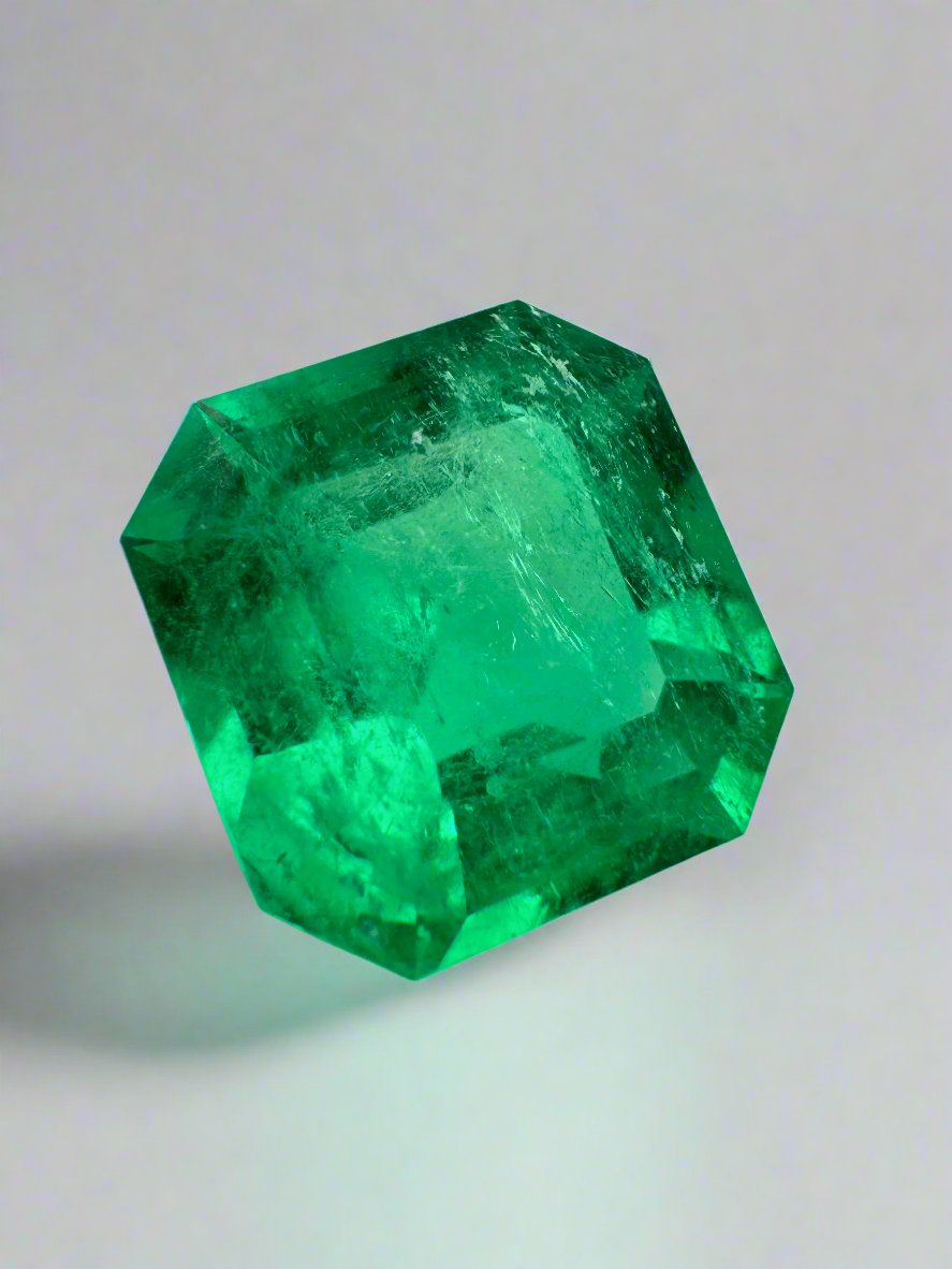 3.81 Carat AAA Vivid Muzo Natural Loose Colombian Emerald-Asscher Cut - JR Colombian Emeralds