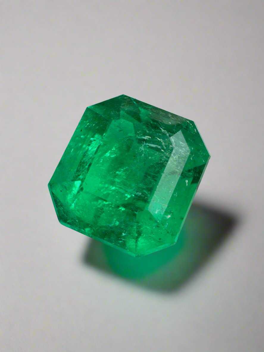 Vivid 3.90 carat AAA Colombian Emerald loose gemstone in emerald cut, natural Muzo emerald from JR Colombian Emeralds.