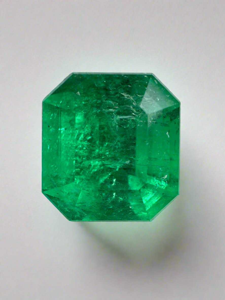 Vivid 3.90 carat AAA Colombian emerald loose gemstone in emerald cut, from JR Colombian Emeralds.
