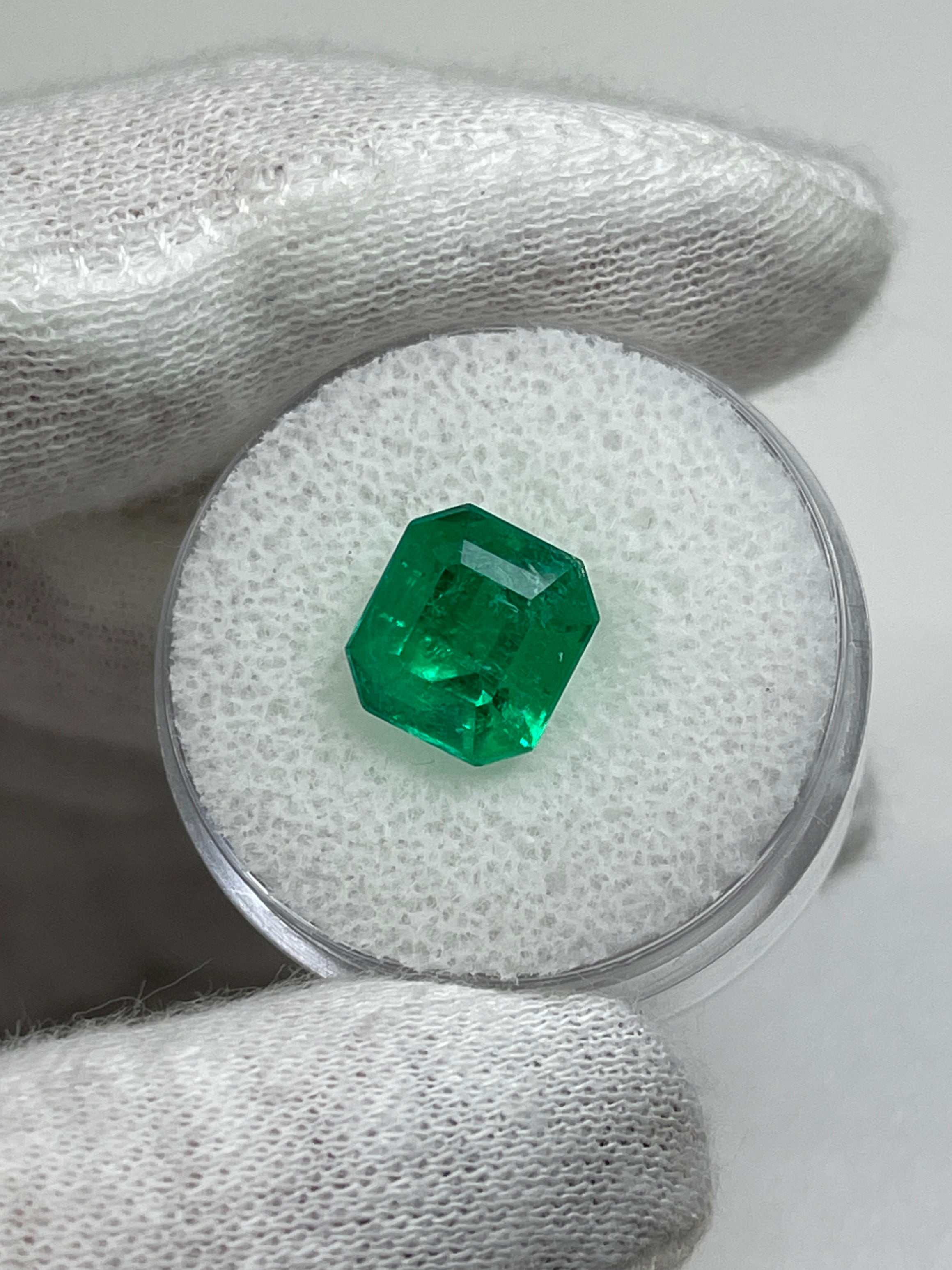 Vivid 3.90 Carat AAA Colombian Emerald in emerald cut, natural loose gemstone by JR Colombian Emeralds.