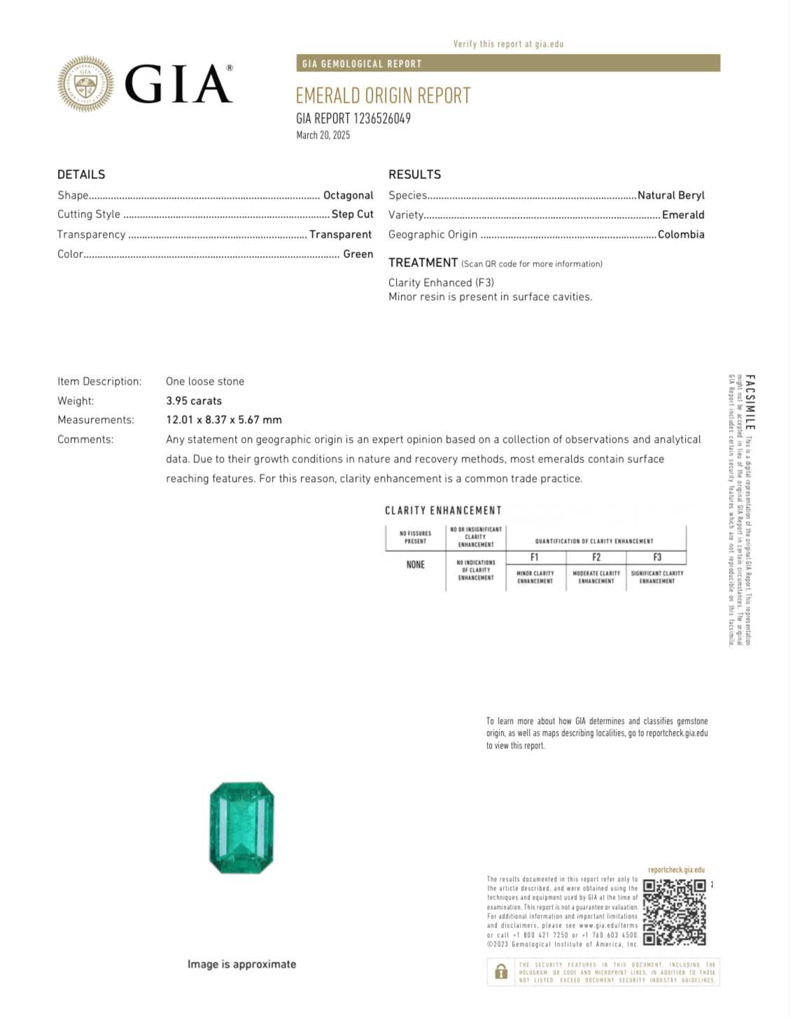 Vivid green 3.95 carat Colombian emerald cut emerald, GIA certified, loose gemstone from JR Colombian Emeralds.
