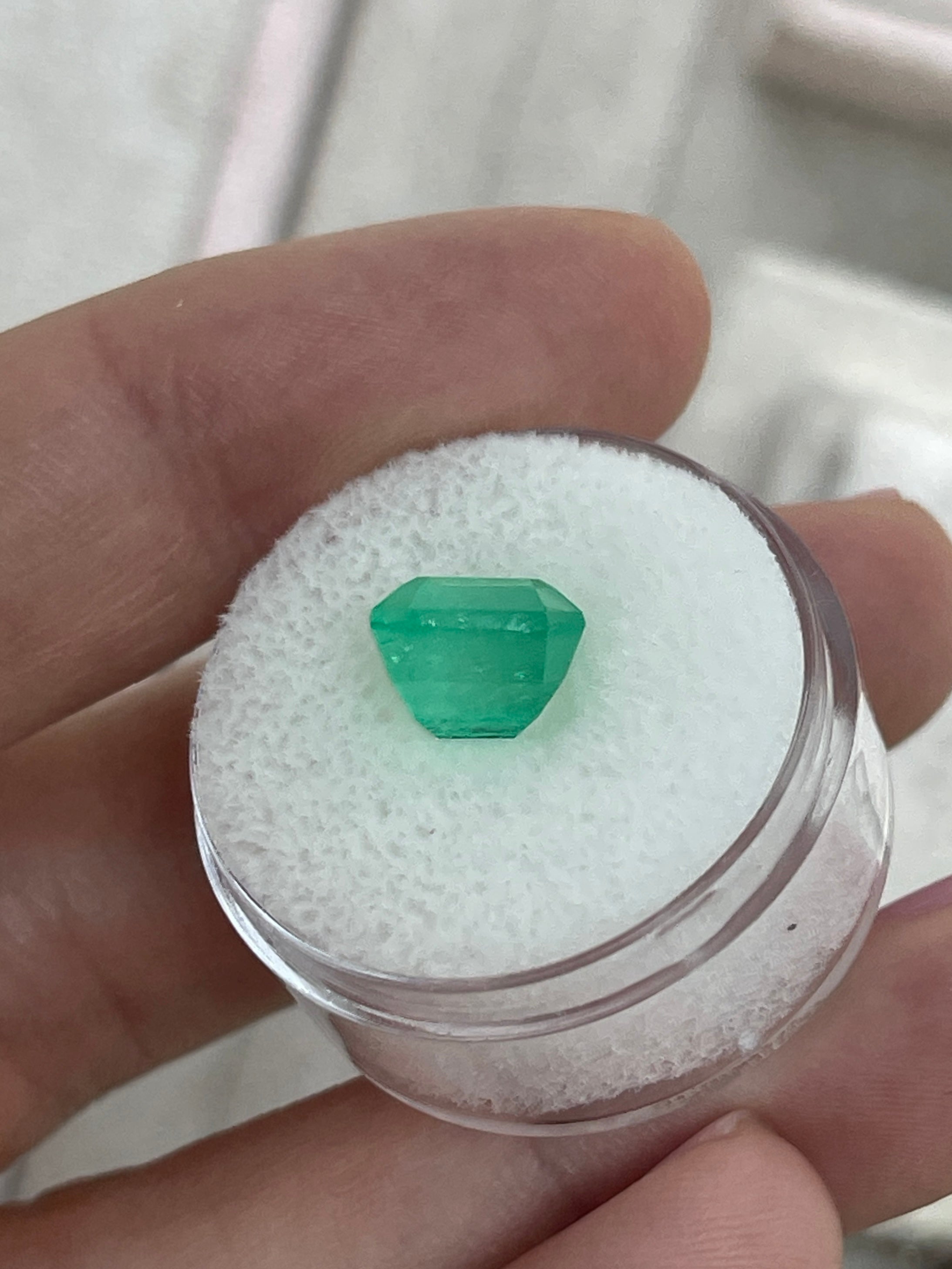 4.02 Carat Earth Mined Colombian Emerald 9x8mm Medium Yellowish Green Loose Natural Gemstone - JR Colombian Emeralds