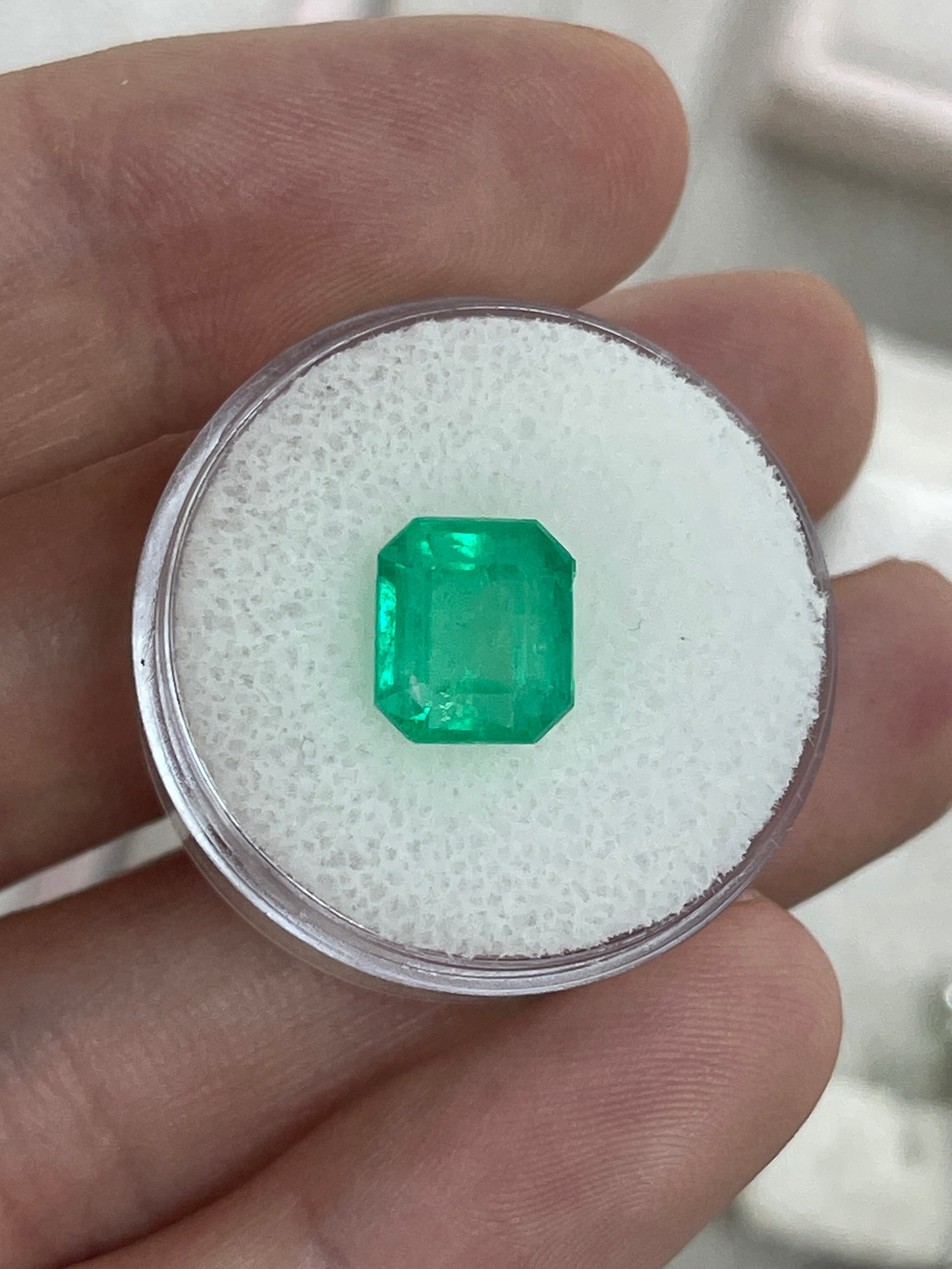 4.02 Carat Earth Mined Colombian Emerald 9x8mm Medium Yellowish Green Loose Natural Gemstone - JR Colombian Emeralds