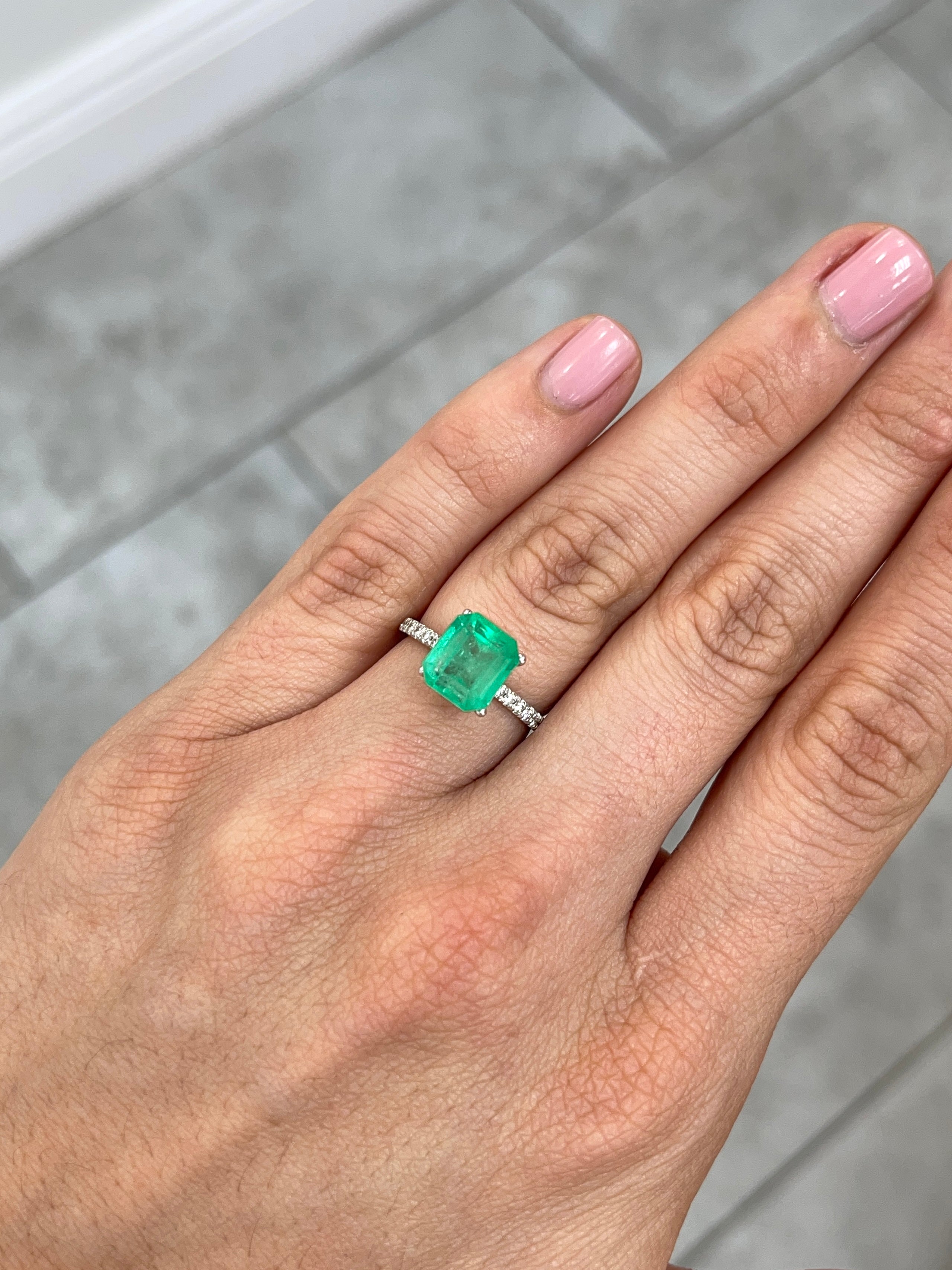 4.02 carat earth-mined Colombian emerald gemstone, 9x8mm, medium yellowish-green, loose natural jewelry gem by JR Colombian Emeralds