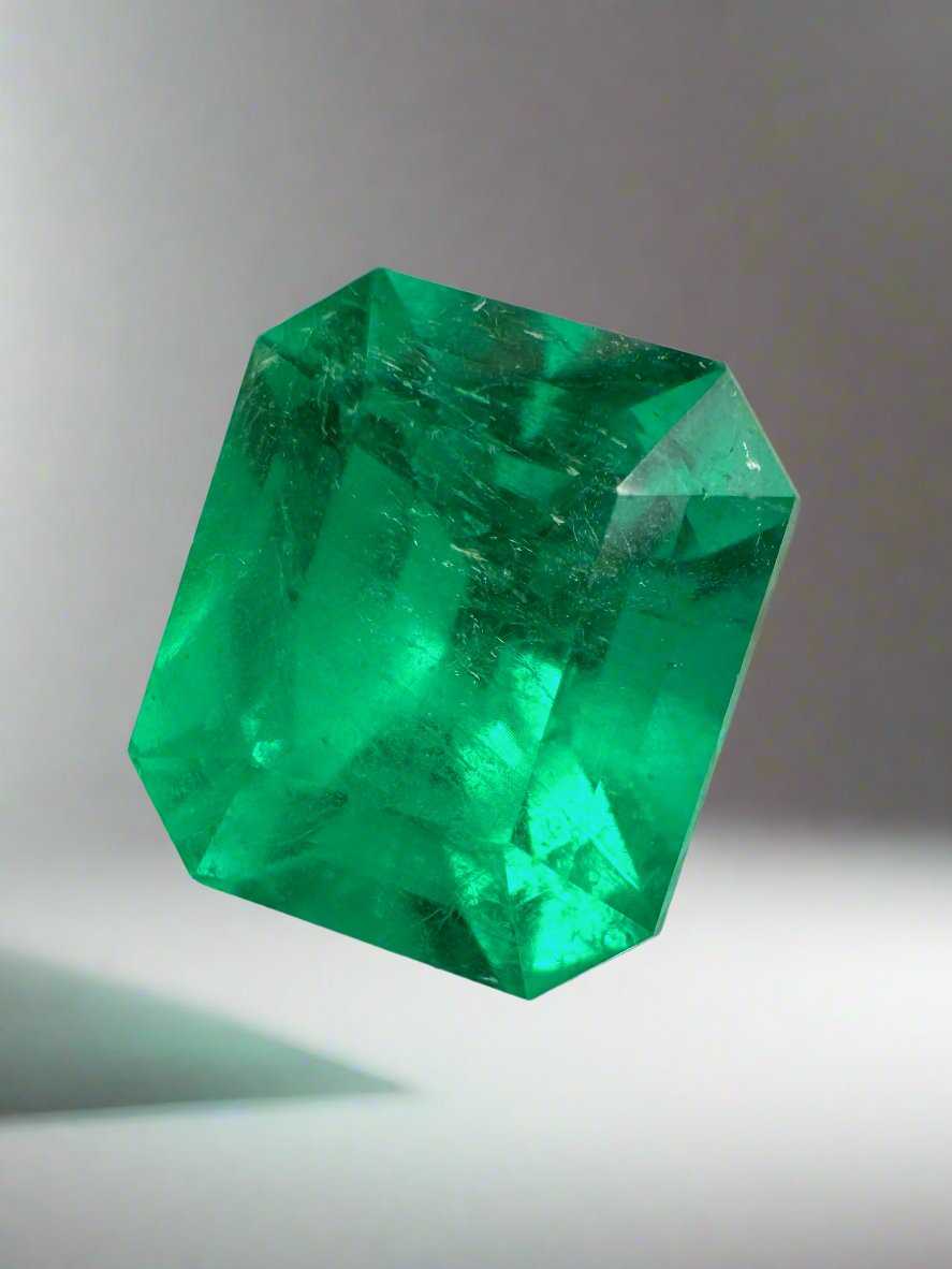 4.12 Carat AAA Vivid Muzo Natural Loose Colombian Emerald-Emerald Cut - JR Colombian Emeralds