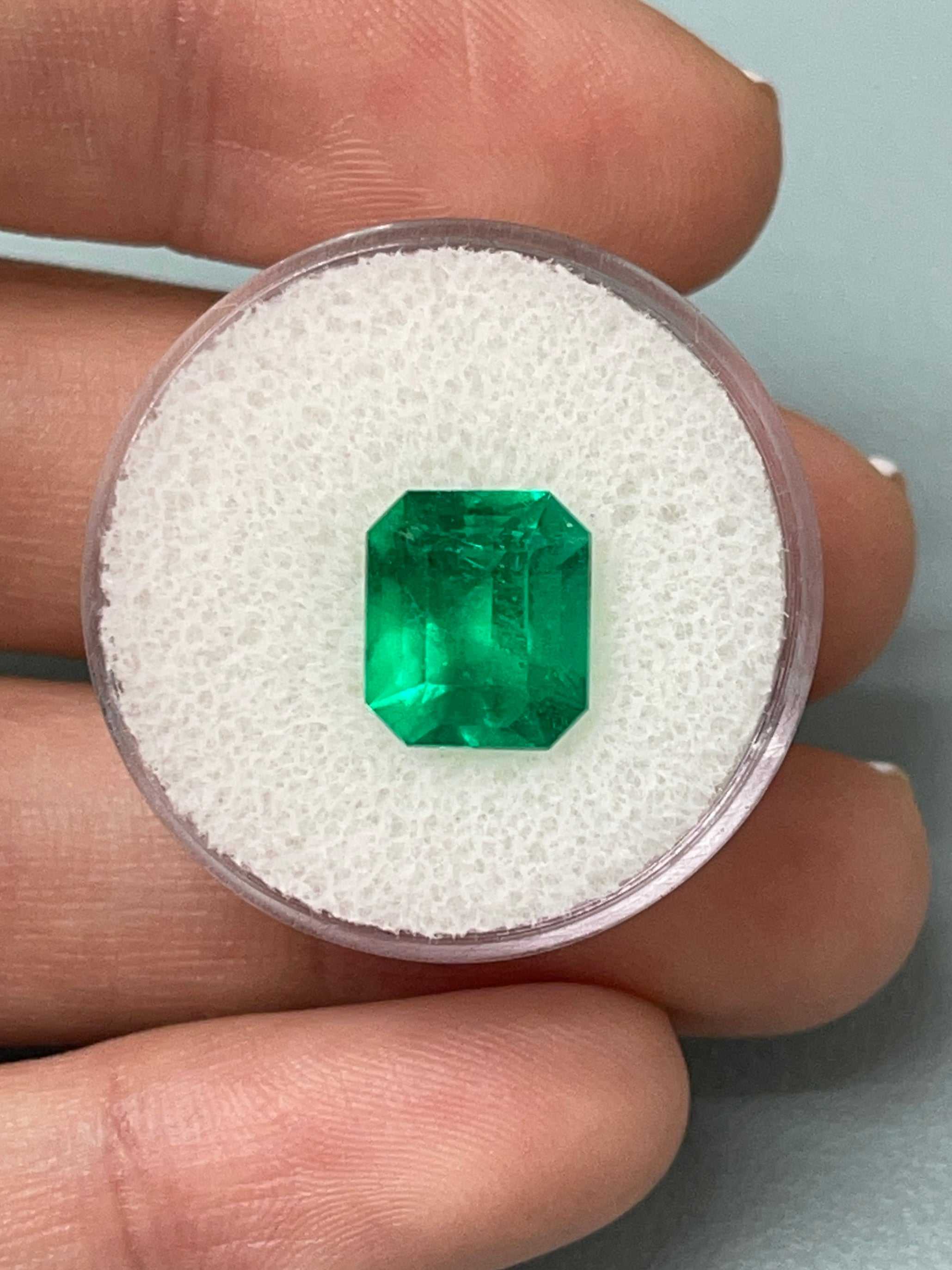 4.12 Carat AAA Vivid Muzo Natural Loose Colombian Emerald-Emerald Cut - JR Colombian Emeralds