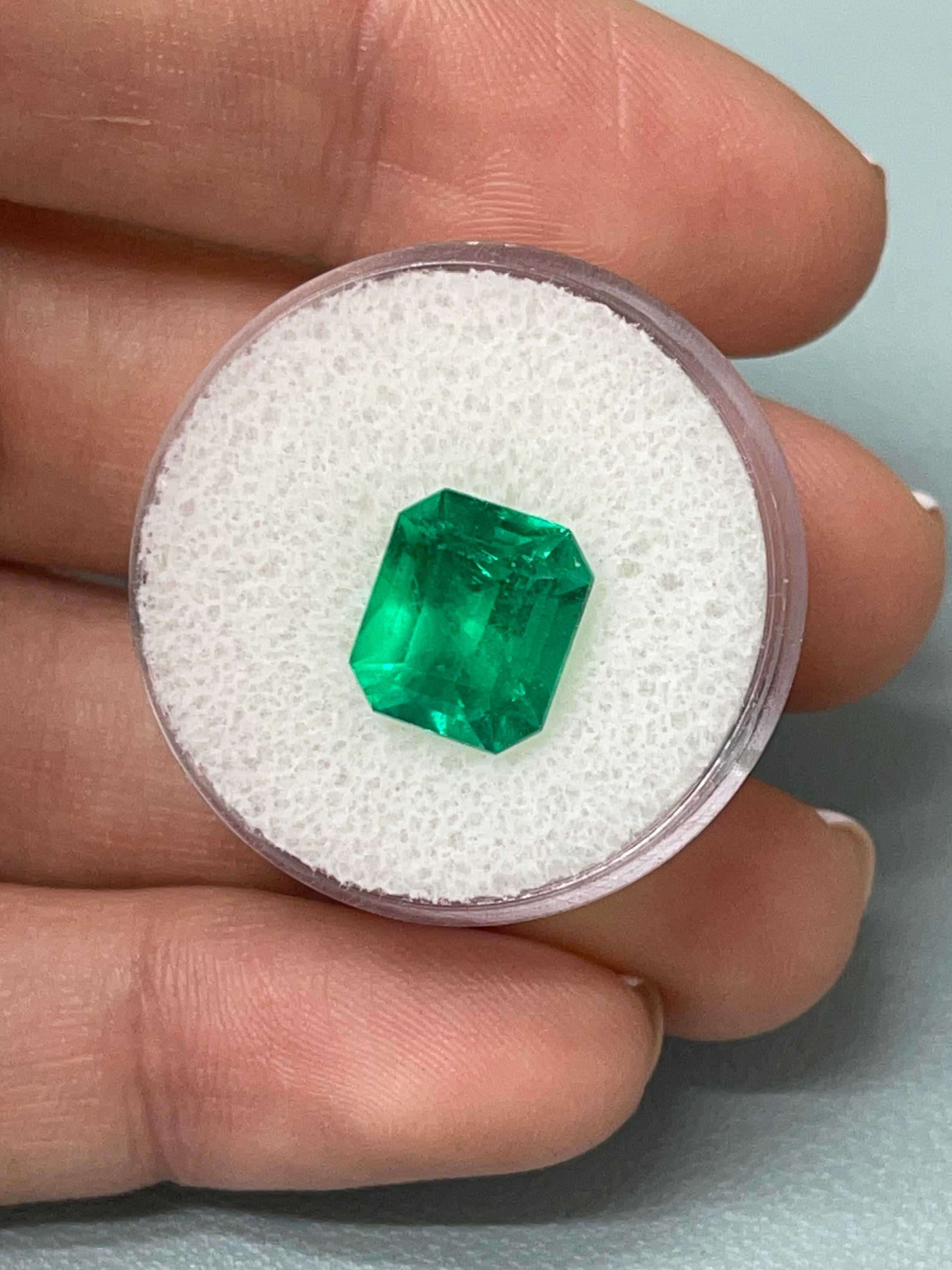 4.12 Carat AAA Vivid Muzo Natural Loose Colombian Emerald-Emerald Cut - JR Colombian Emeralds