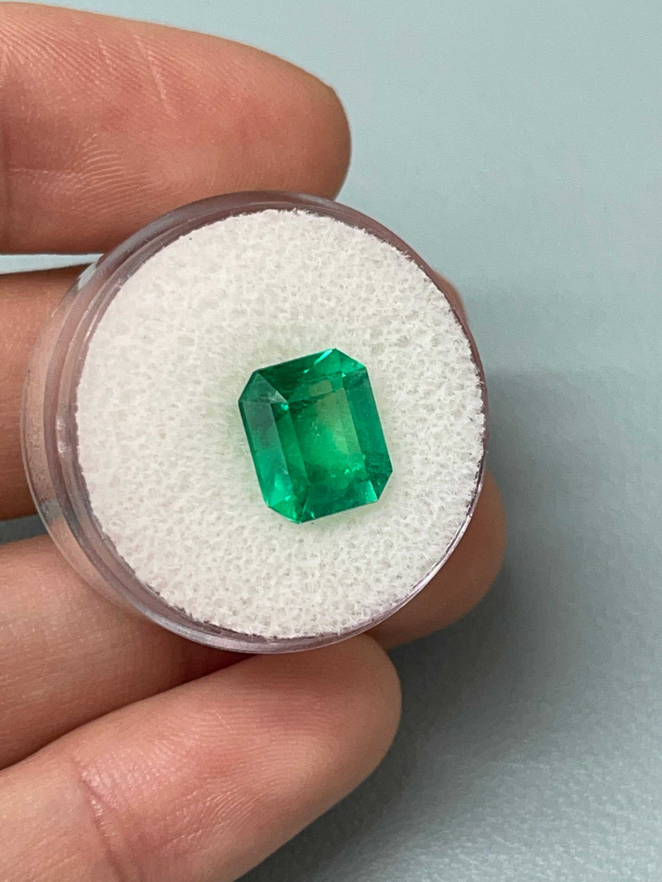 4.12 Carat AAA Vivid Muzo Natural Loose Colombian Emerald-Emerald Cut - JR Colombian Emeralds